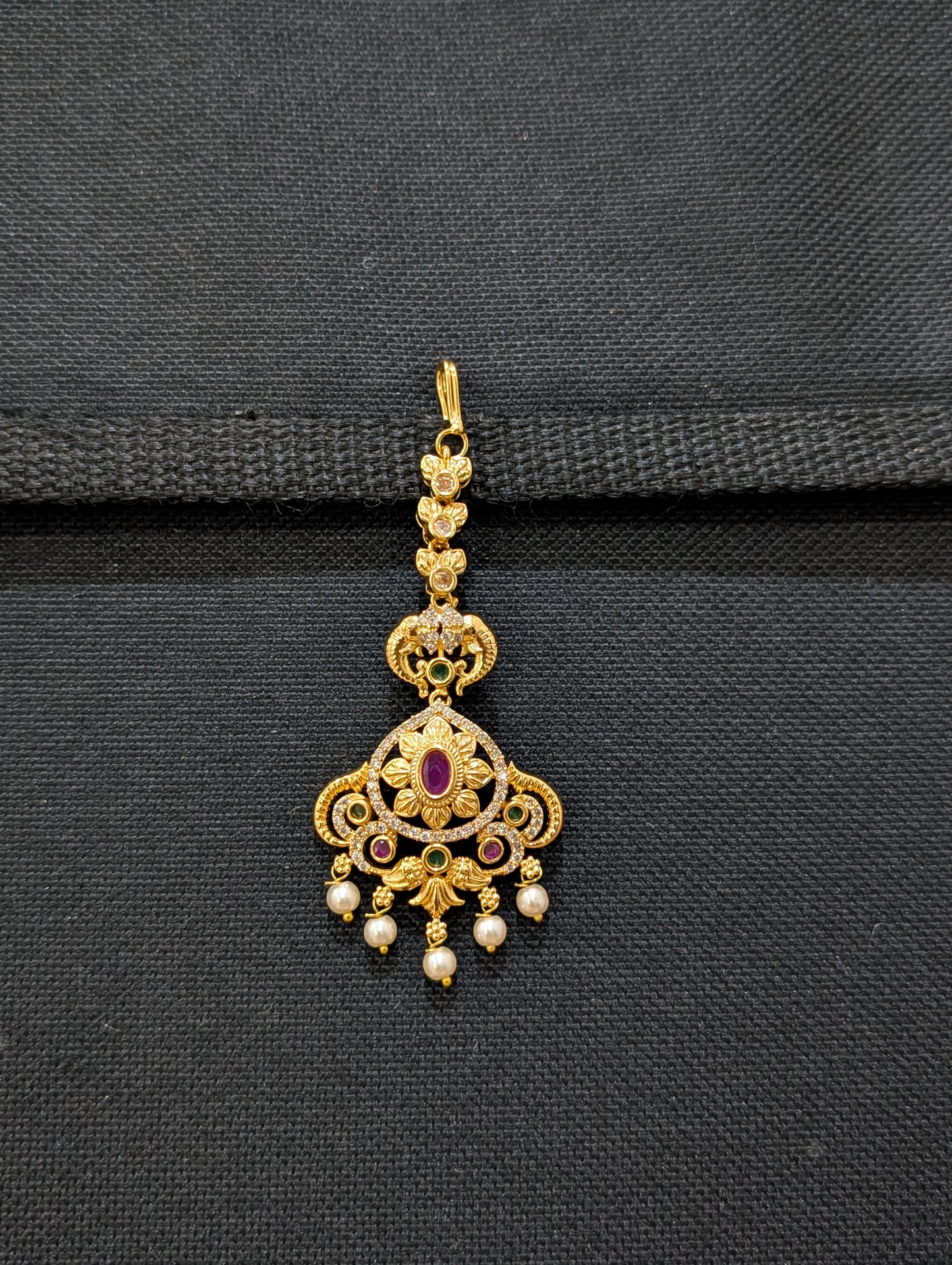 Micro gold plated CZ Flower Maang Tikka