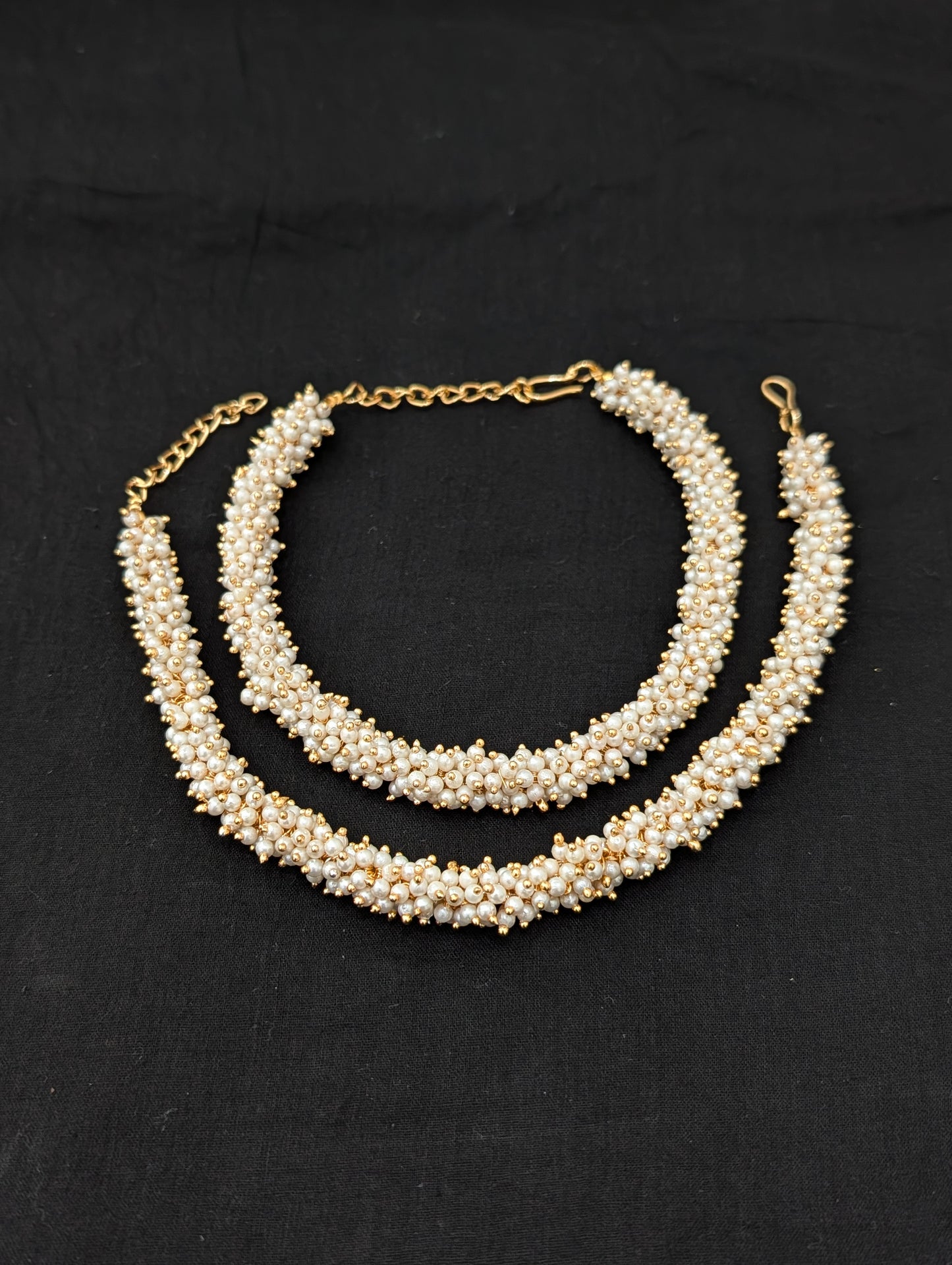 Gold plated pearl cluster Anklets