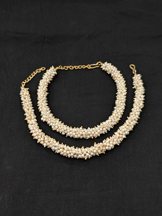 Gold plated pearl cluster Anklets