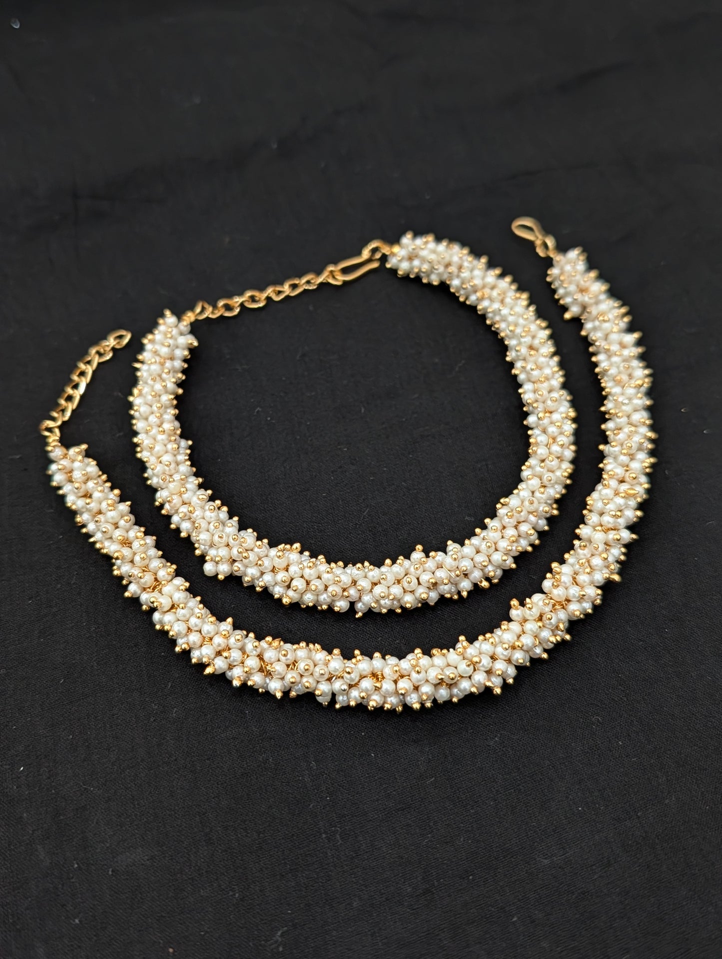 Gold plated pearl cluster Anklets