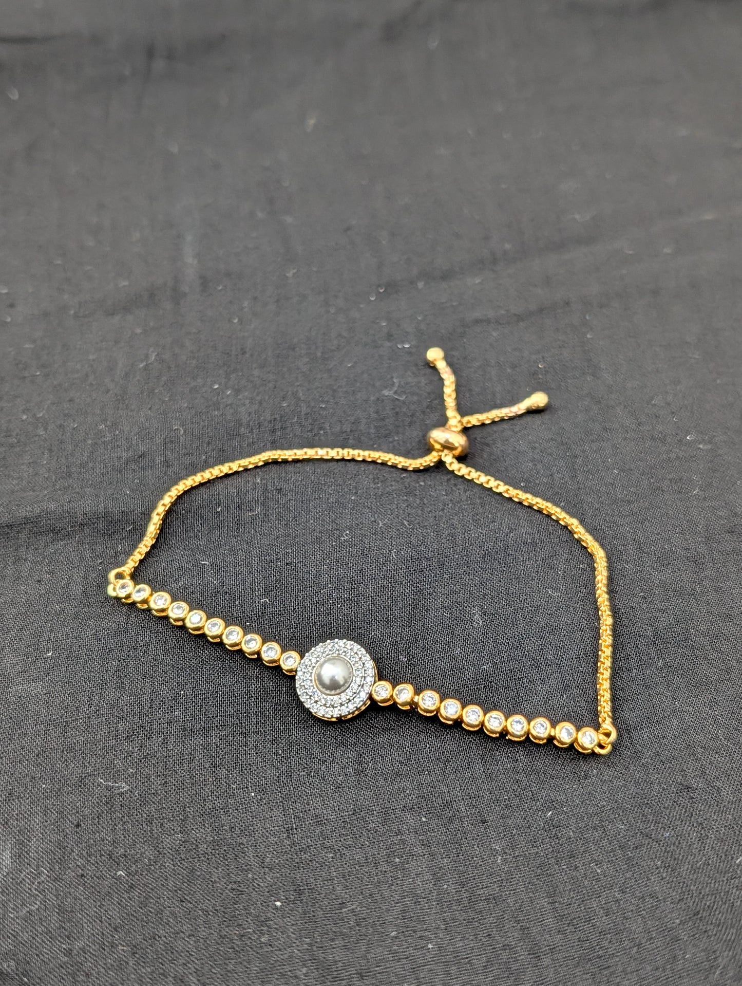 CZ stone One gram Gold plated adjustable Bracelet - D1