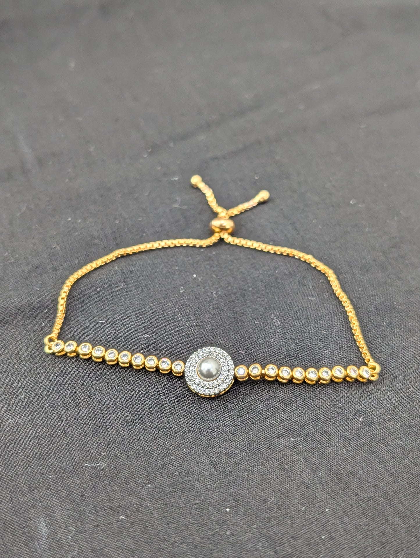 CZ stone One gram Gold plated adjustable Bracelet - D1