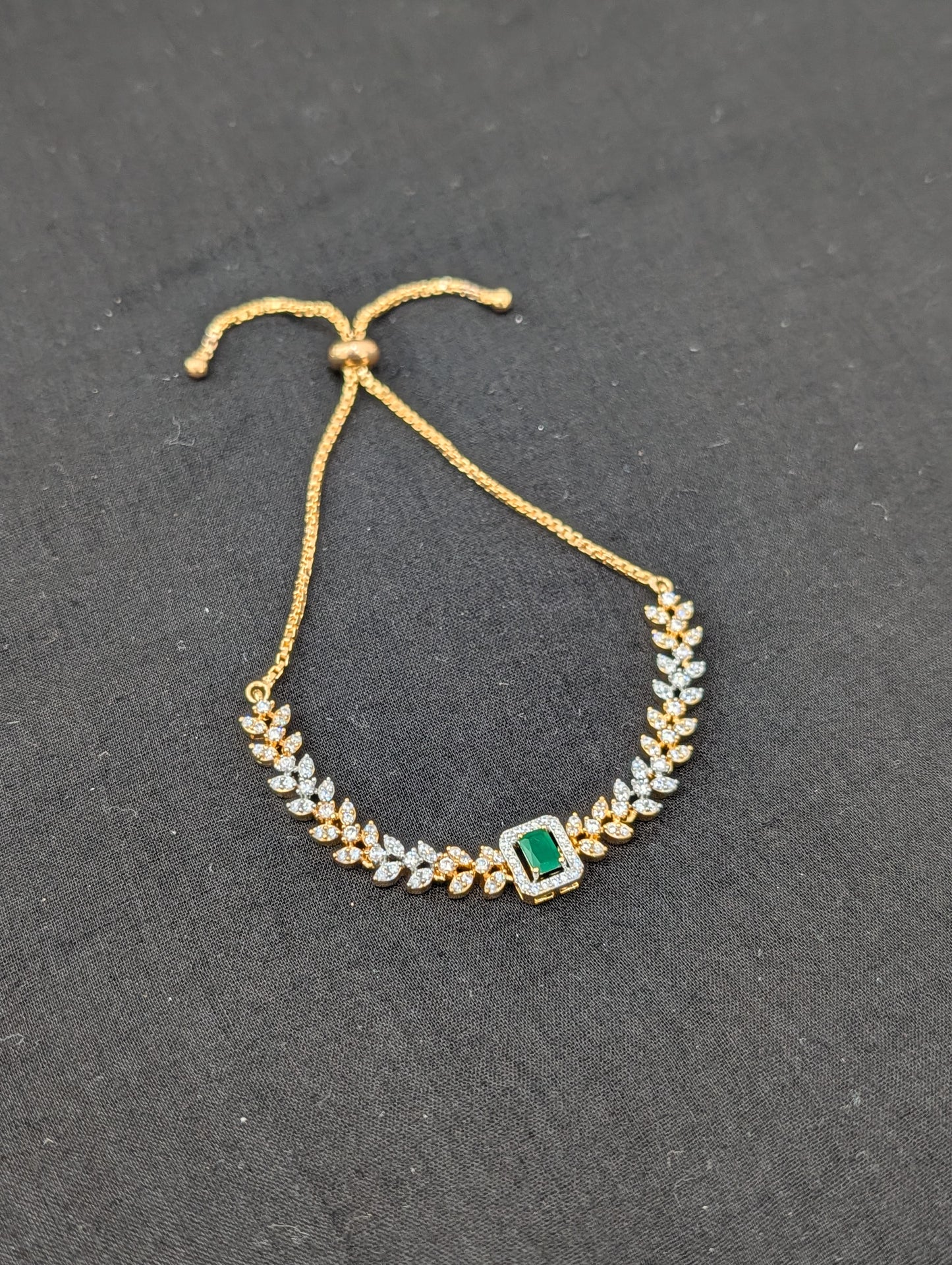 CZ stone One gram Gold plated adjustable Bracelet - D2