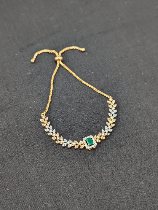 CZ stone One gram Gold plated adjustable Bracelet - D2