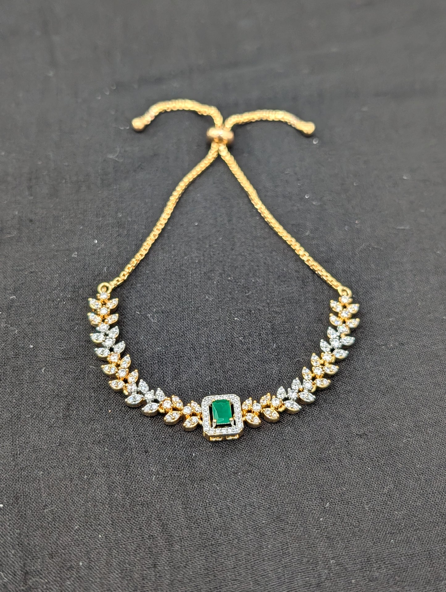 CZ stone One gram Gold plated adjustable Bracelet - D2