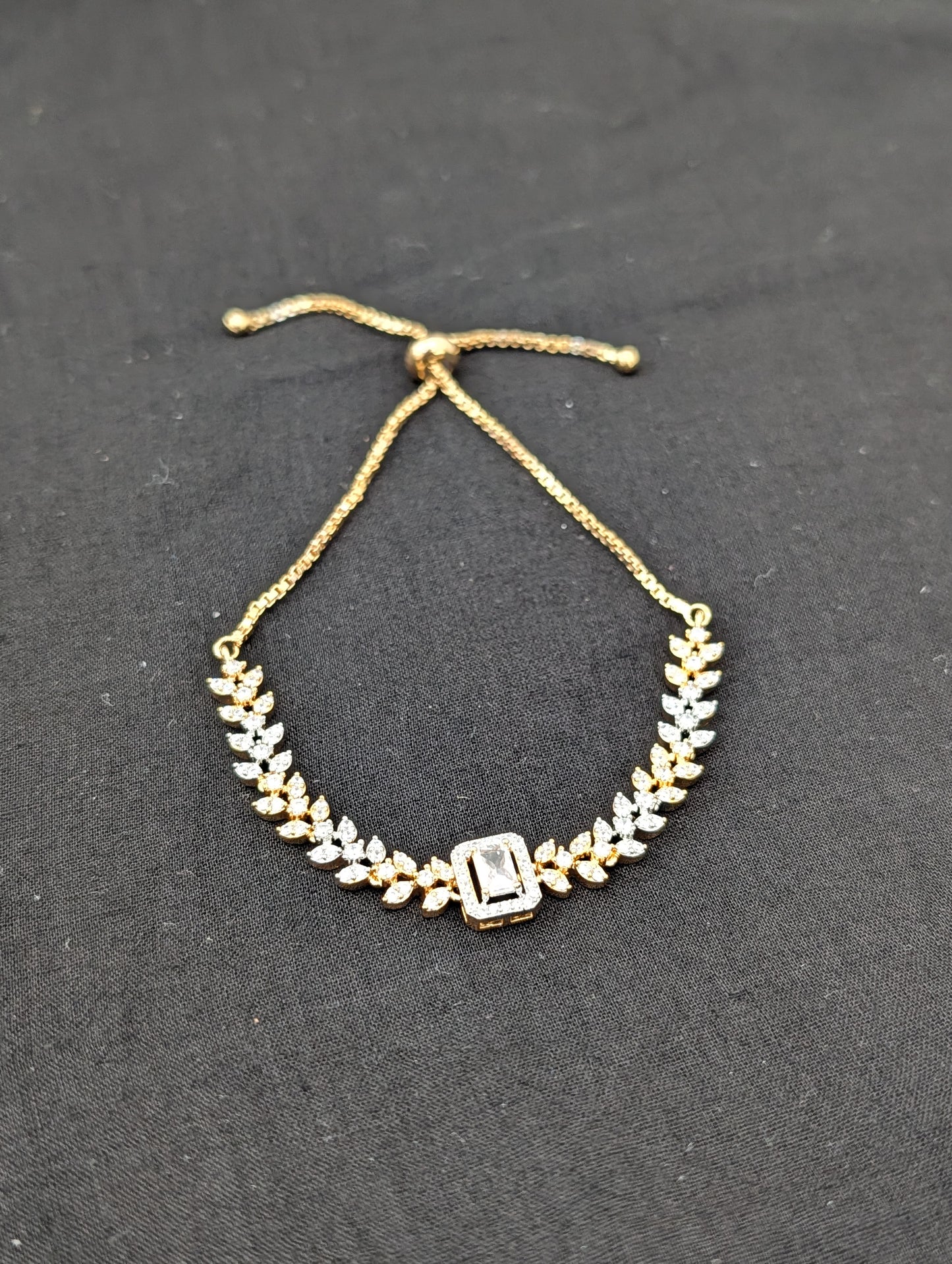 CZ stone One gram Gold plated adjustable Bracelet - D2