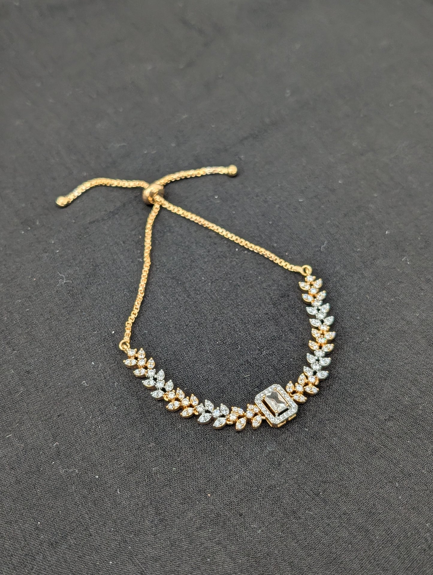 CZ stone One gram Gold plated adjustable Bracelet - D2
