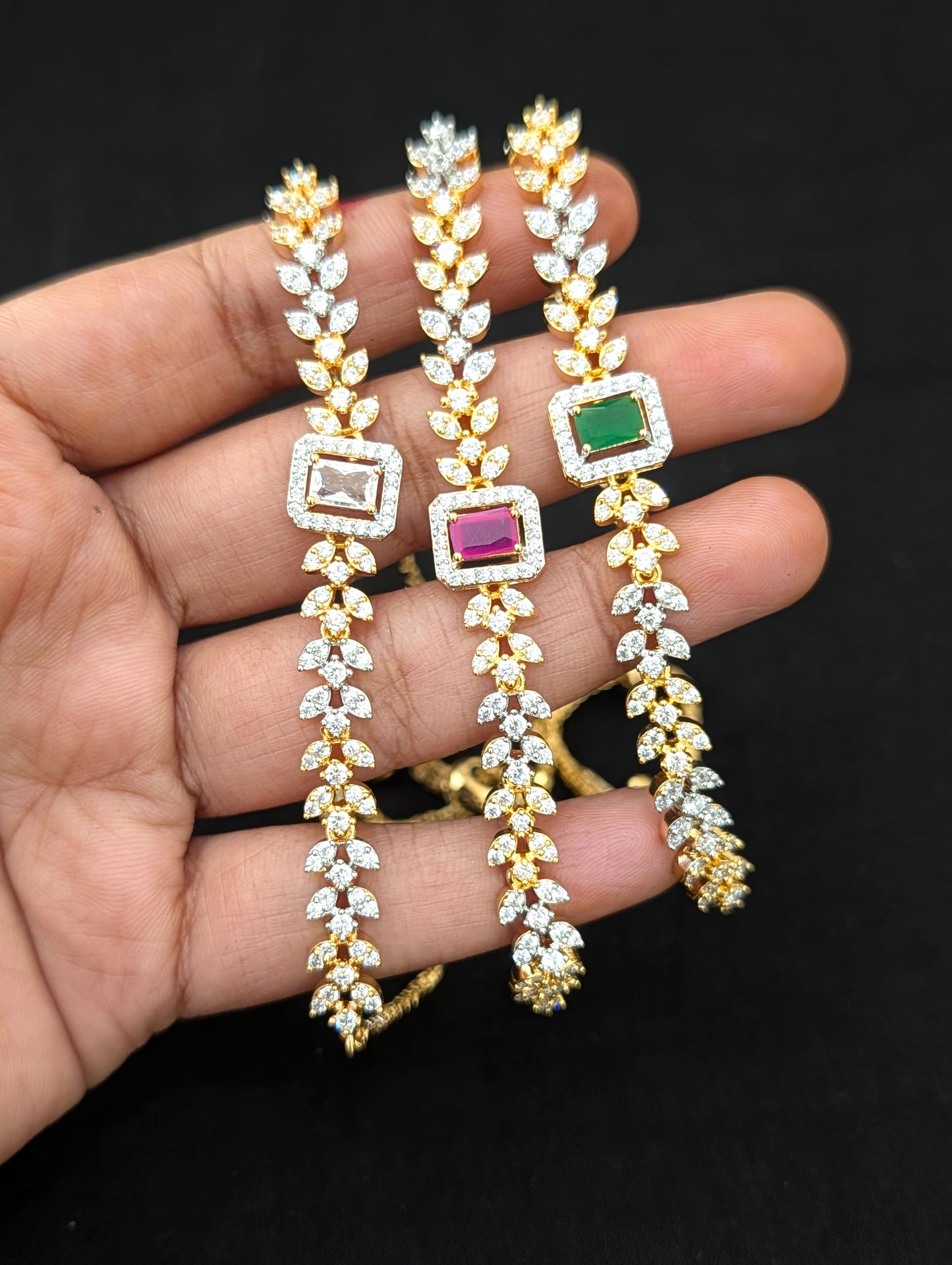 CZ stone One gram Gold plated adjustable Bracelet - D2