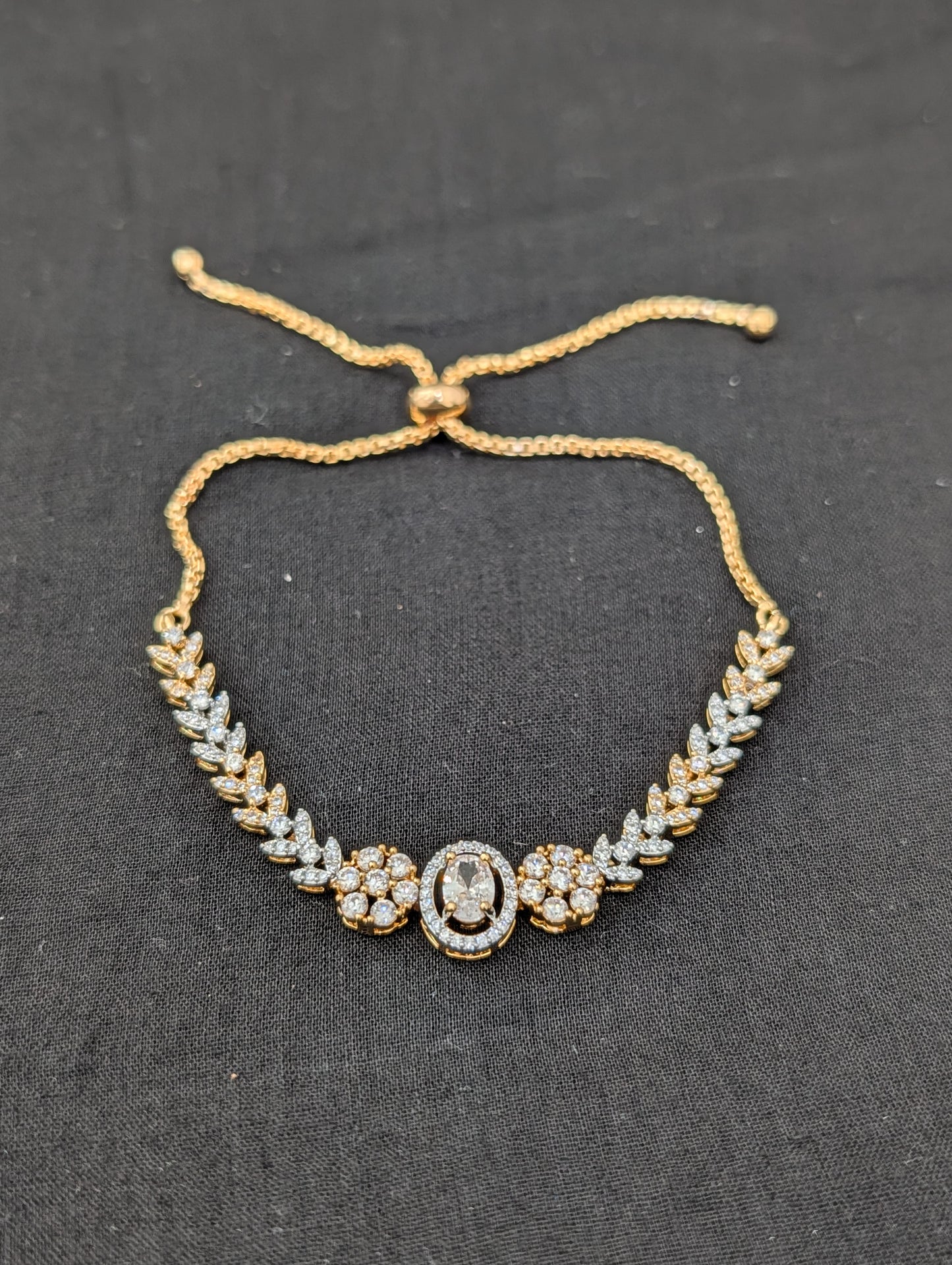 CZ stone One gram Gold plated adjustable Bracelet - D3