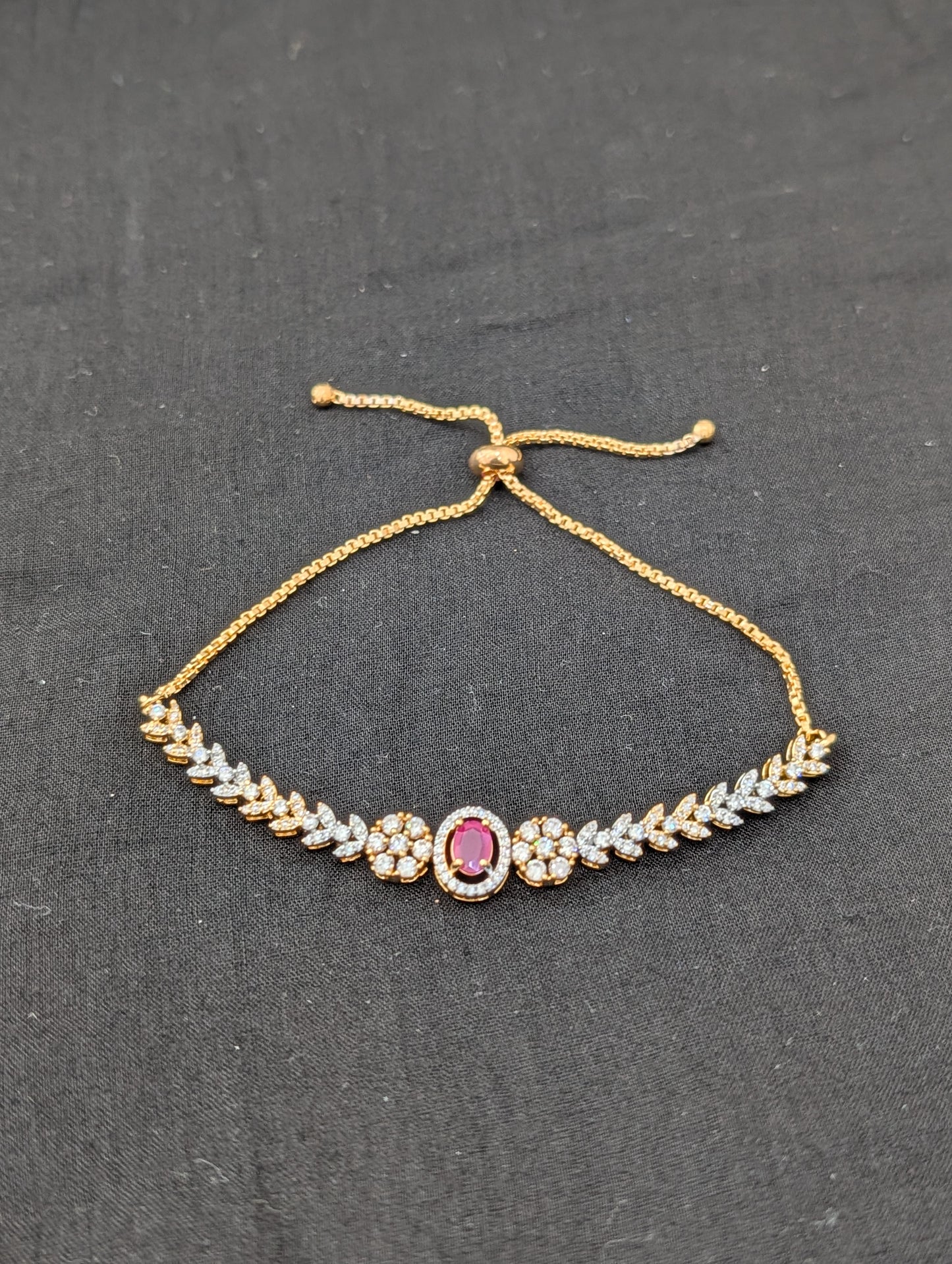 CZ stone One gram Gold plated adjustable Bracelet - D3