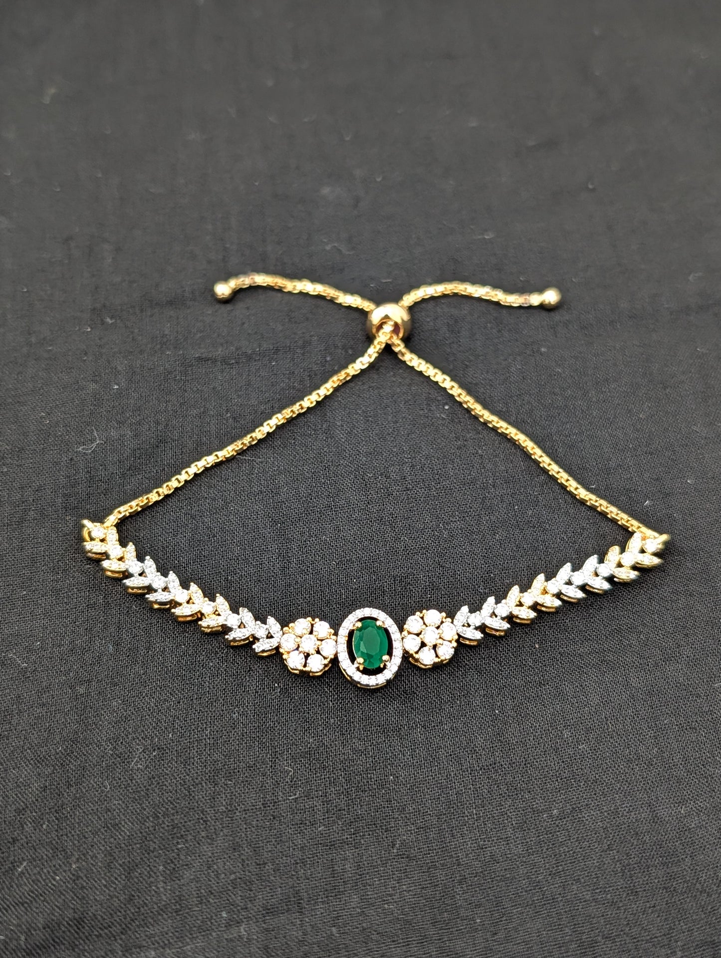 CZ stone One gram Gold plated adjustable Bracelet - D3