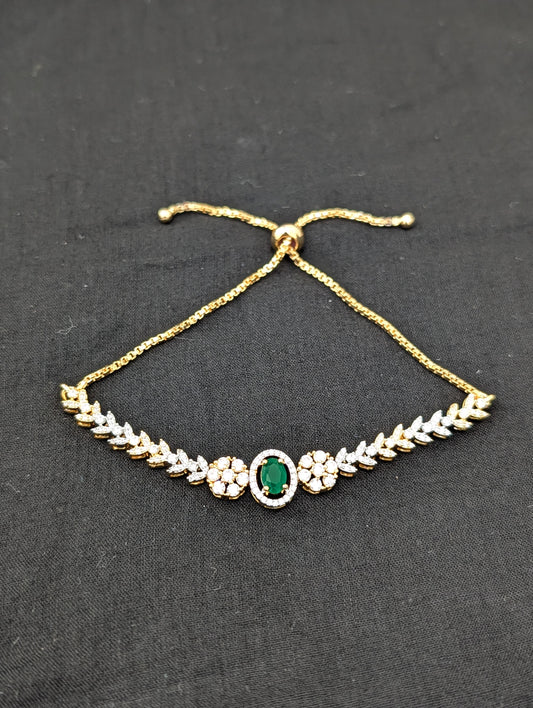 CZ stone One gram Gold plated adjustable Bracelet - D3