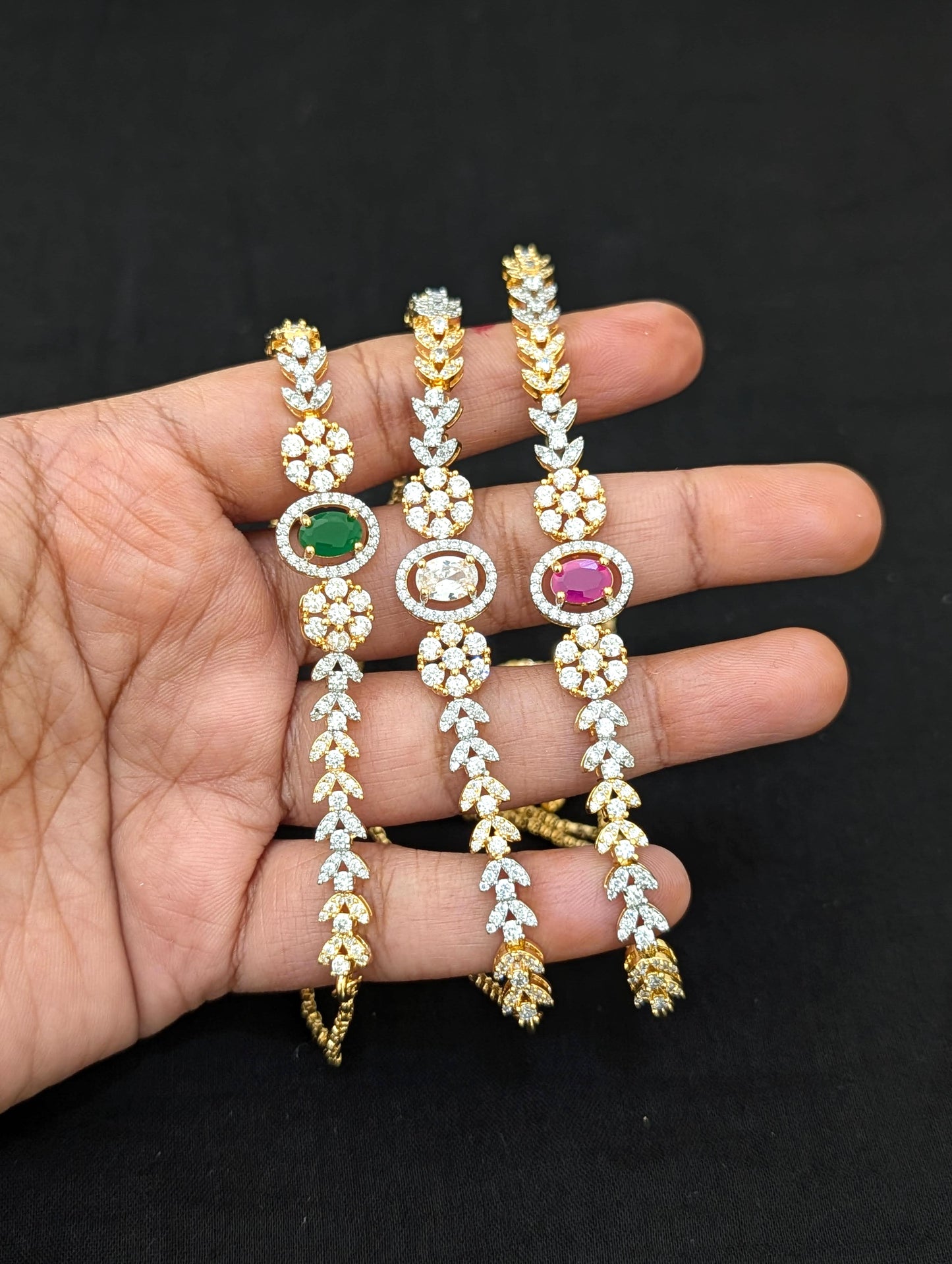 CZ stone One gram Gold plated adjustable Bracelet - D3