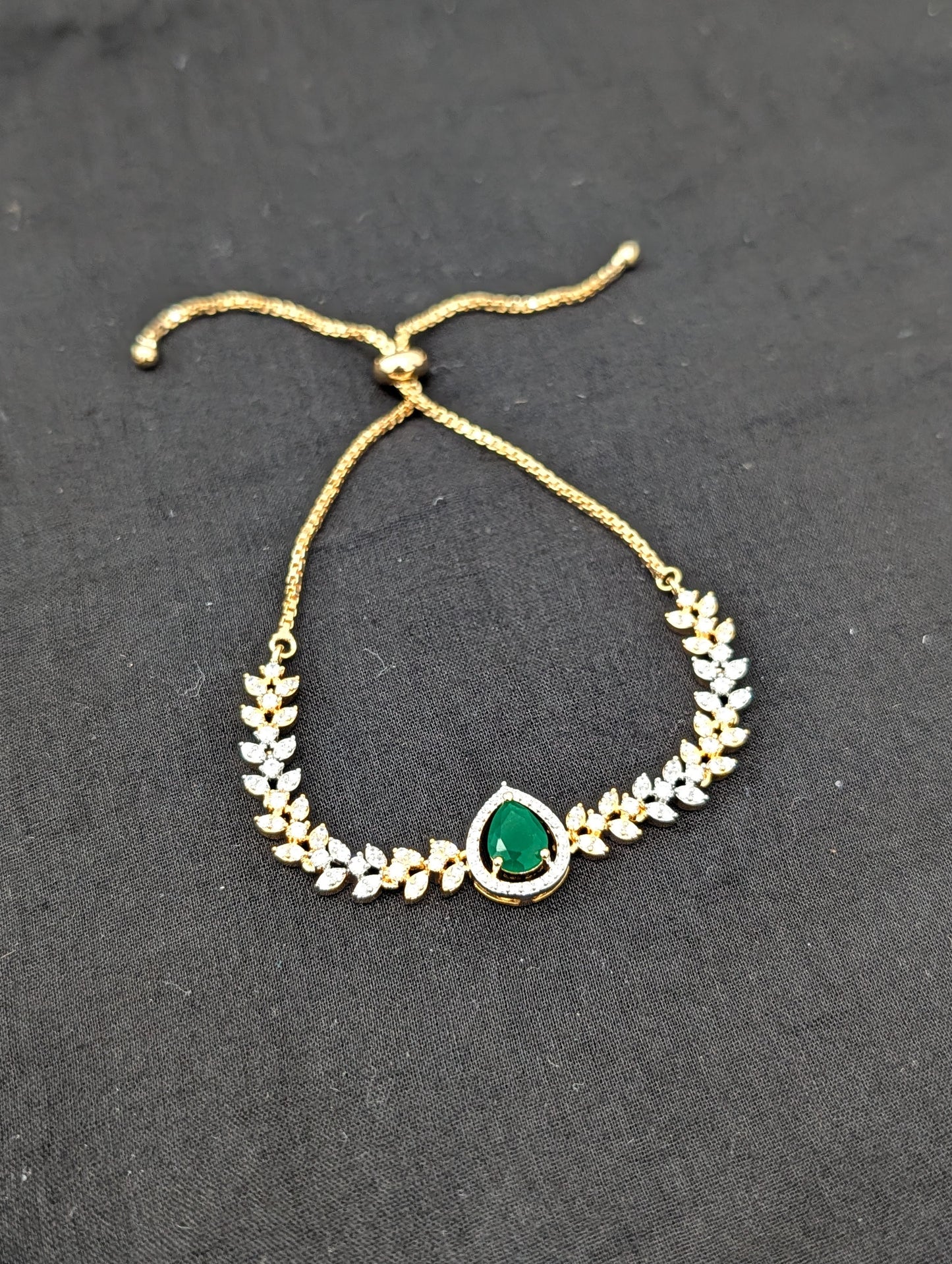 CZ stone One gram Gold plated adjustable Bracelet - D4