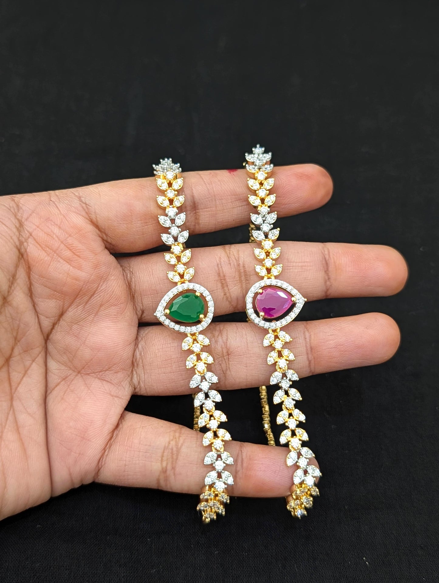 CZ stone One gram Gold plated adjustable Bracelet - D4