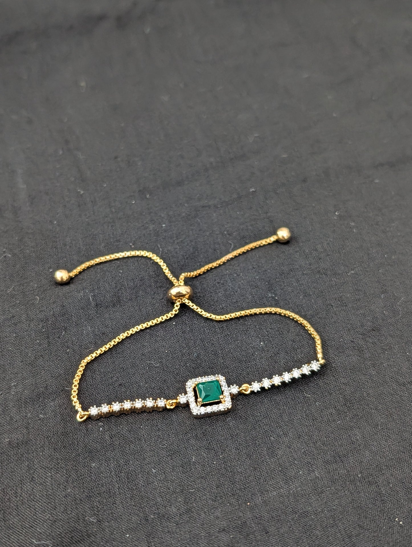 CZ stone One gram Gold plated adjustable Bracelet - D5