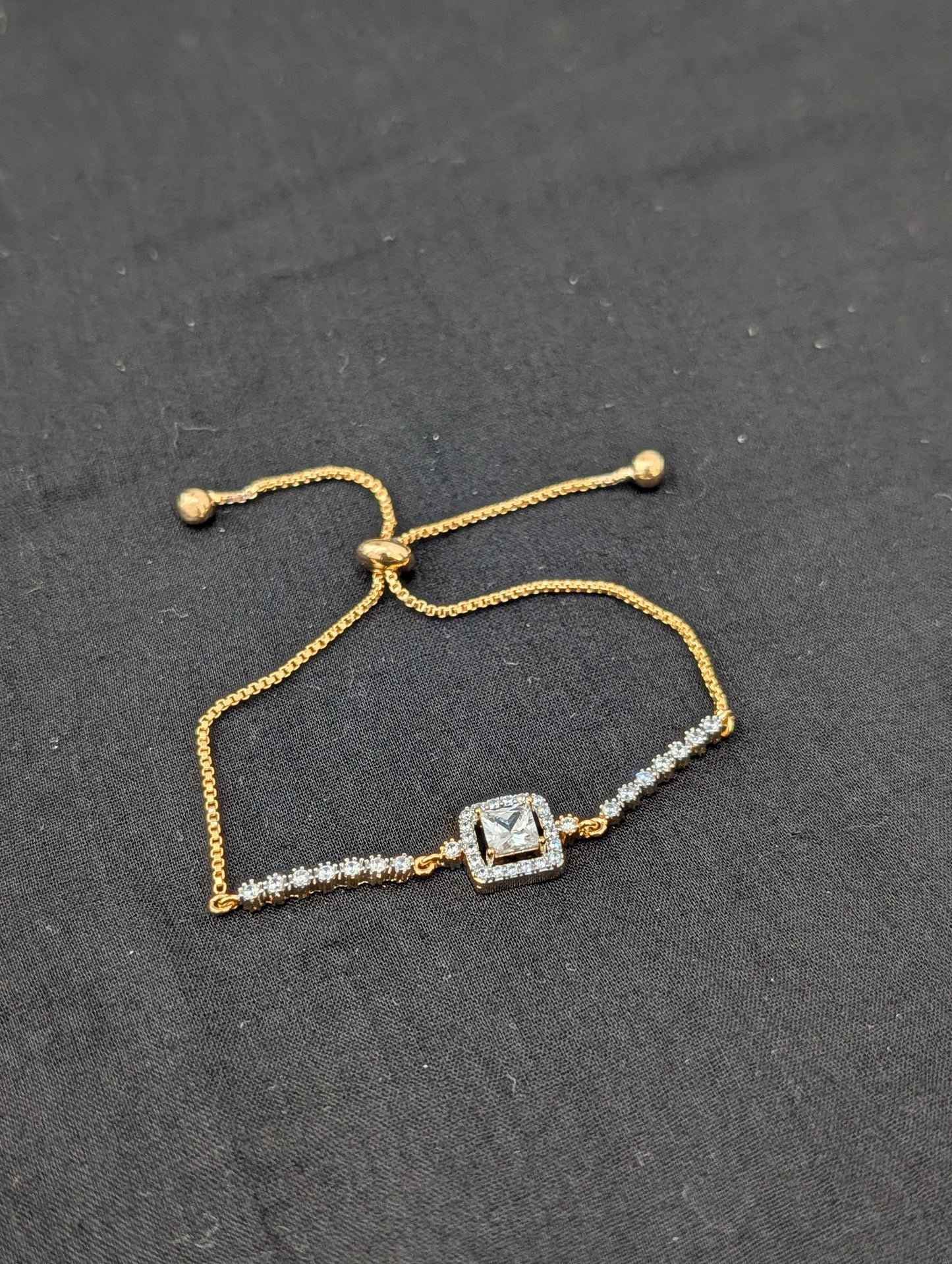 CZ stone One gram Gold plated adjustable Bracelet - D5