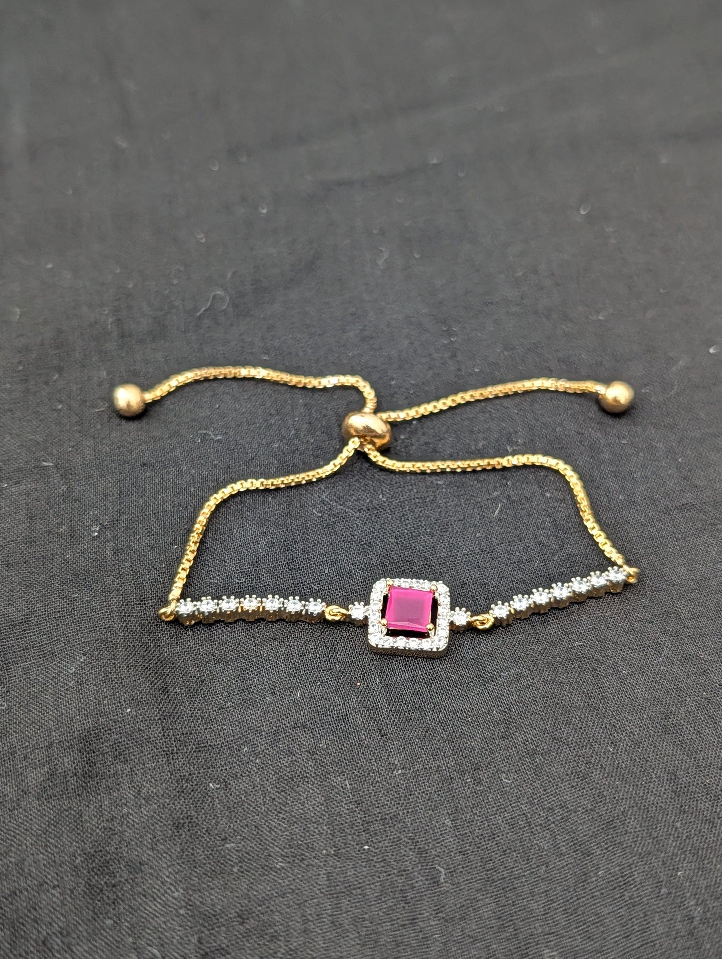 CZ stone One gram Gold plated adjustable Bracelet - D5