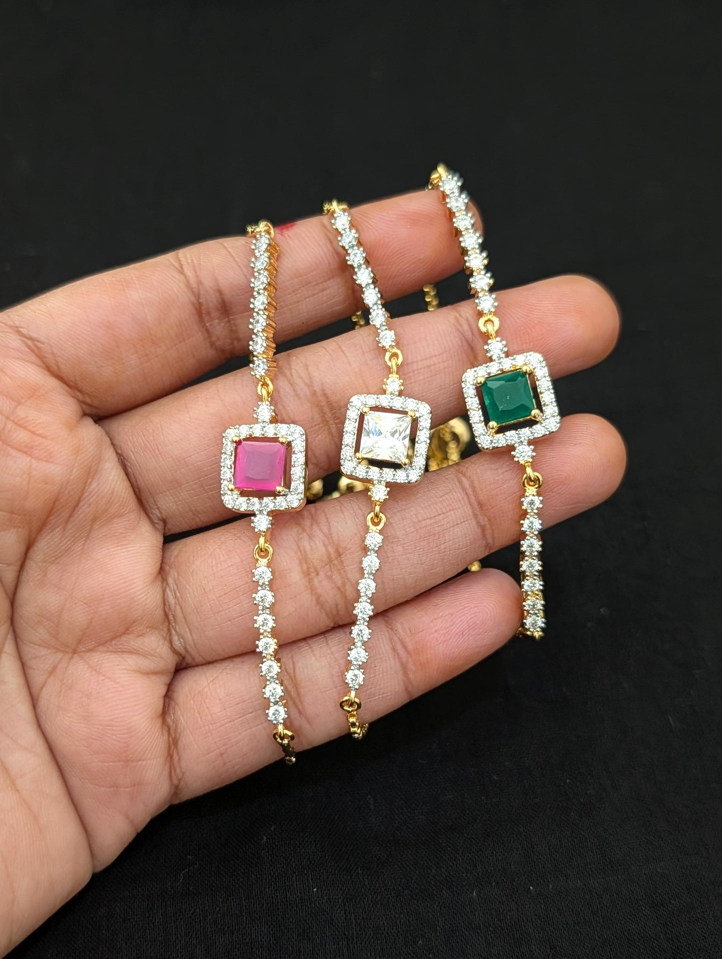 CZ stone One gram Gold plated adjustable Bracelet - D5