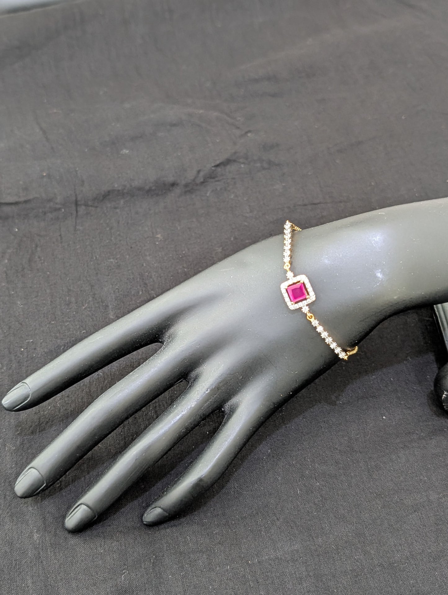 CZ stone One gram Gold plated adjustable Bracelet - D5