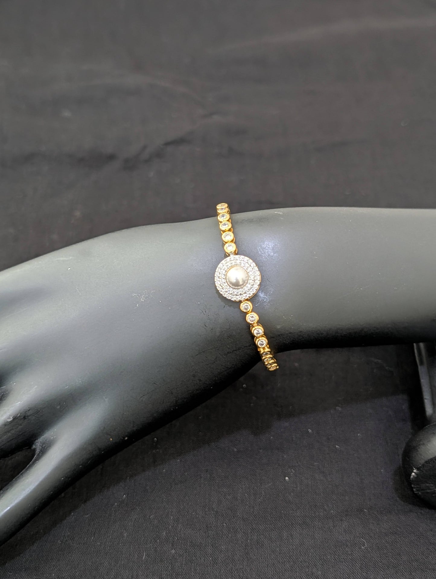 CZ stone One gram Gold plated adjustable Bracelet - D1