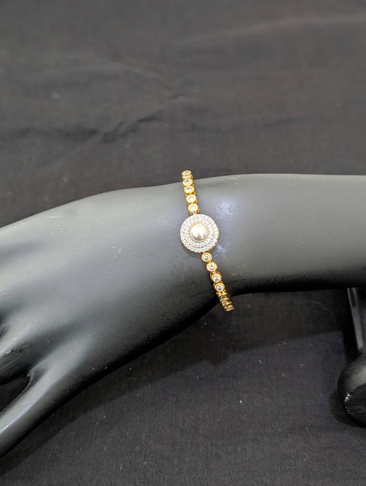 CZ stone One gram Gold plated adjustable Bracelet - D1