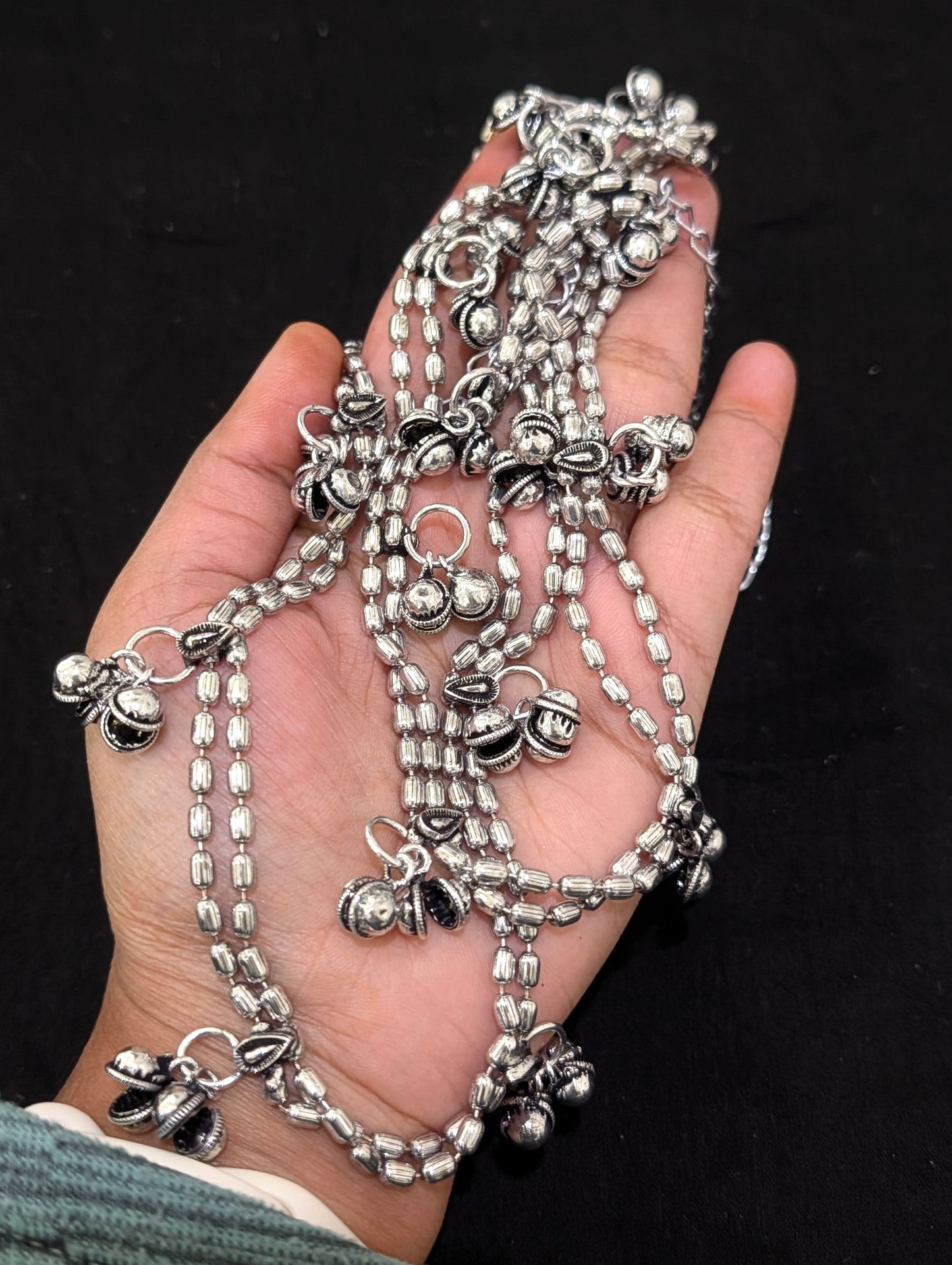 Oxidized Silver Ghunghru bead Hip Chain / Waist Belt / Belly Chain