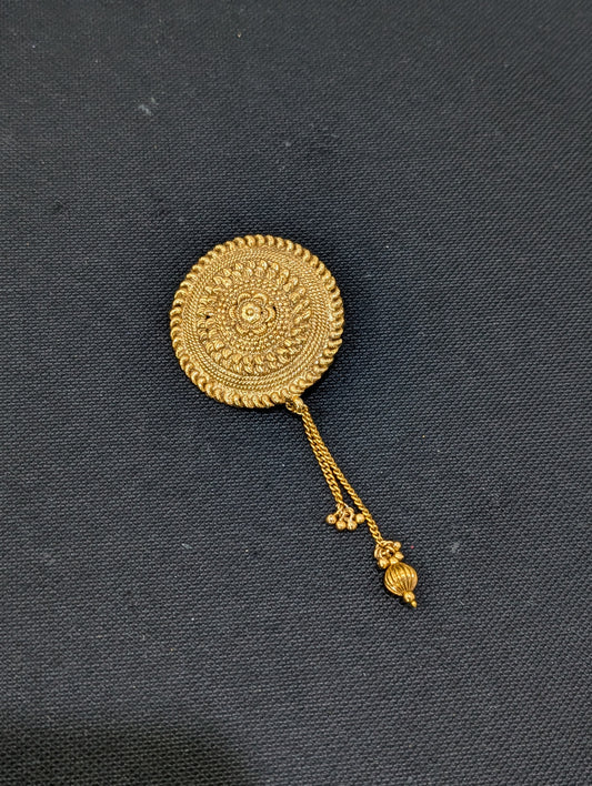 Gold plated Round design Tassel Saree Brooch
