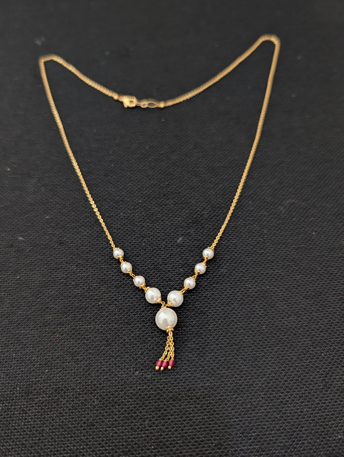 Micro Gold plated Pearl chain Necklace