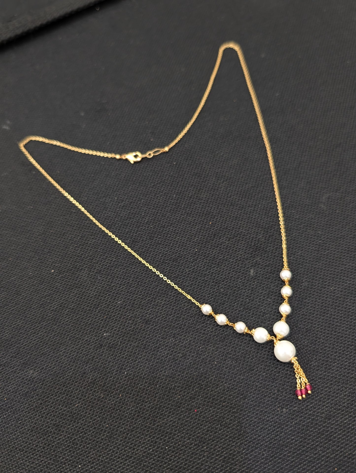 Micro Gold plated Pearl chain Necklace