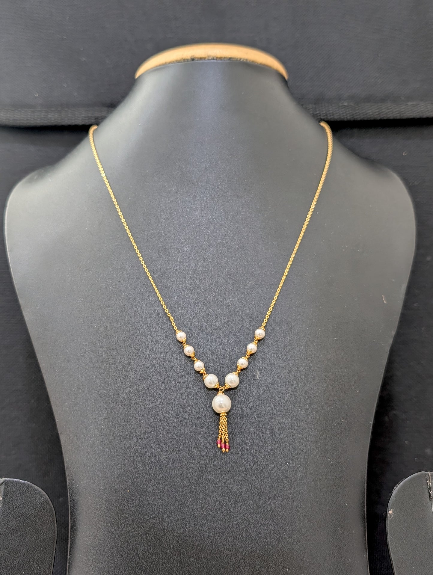 Micro Gold plated Pearl chain Necklace
