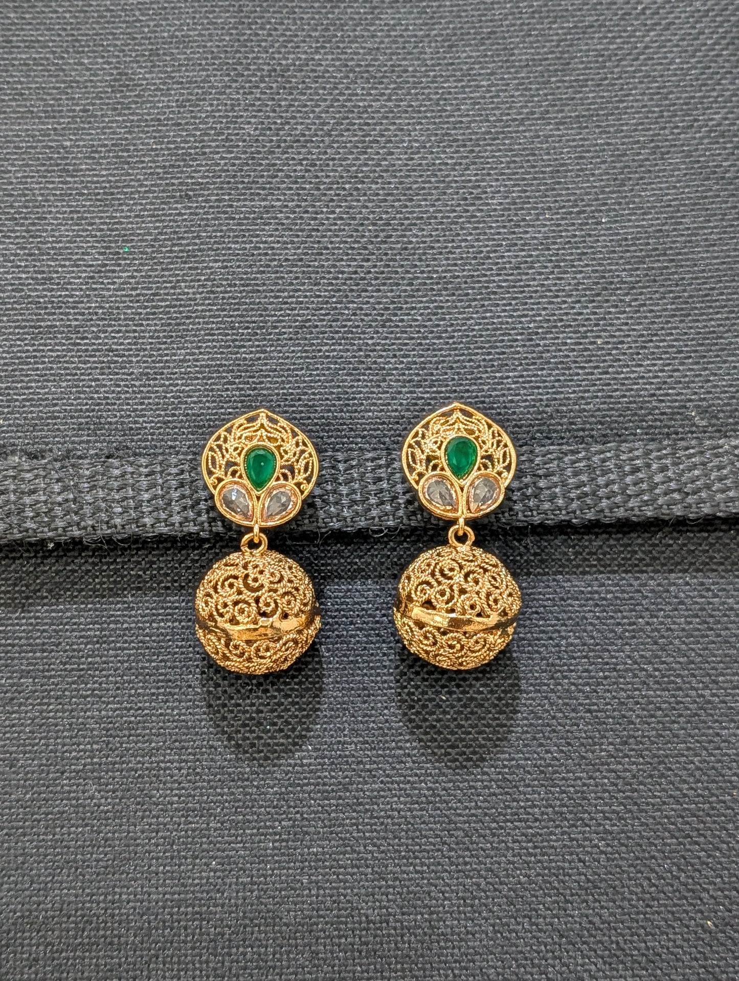 Teardrop Ball Polki Earrings