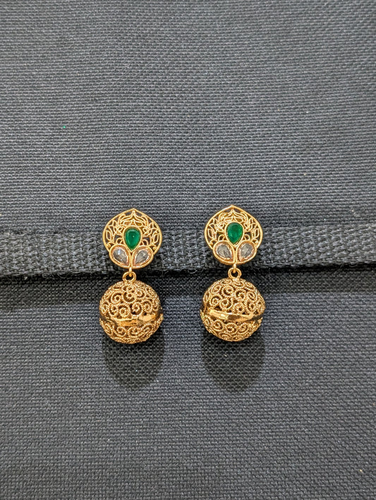 Teardrop Ball Polki Earrings