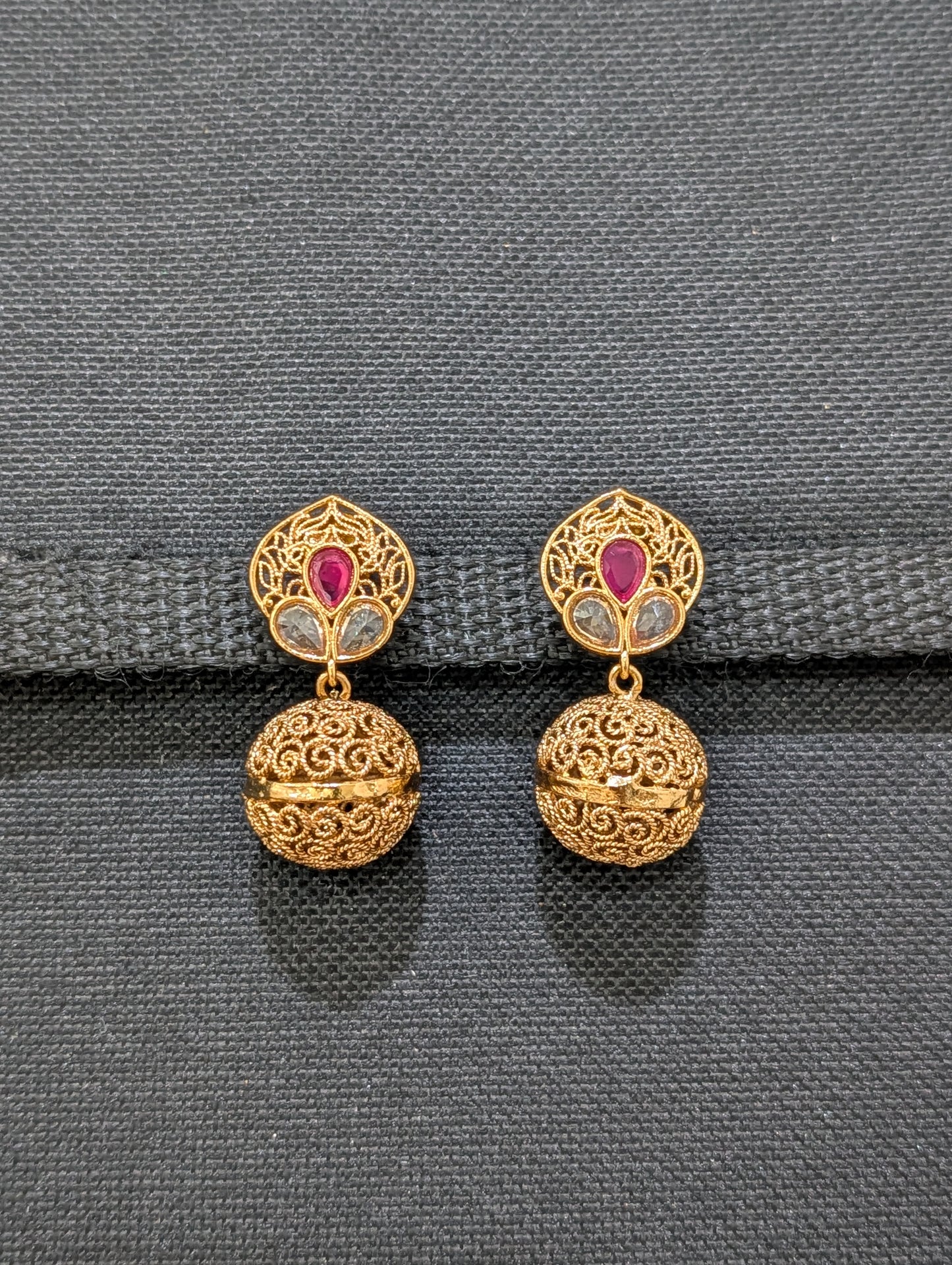 Teardrop Ball Polki Earrings