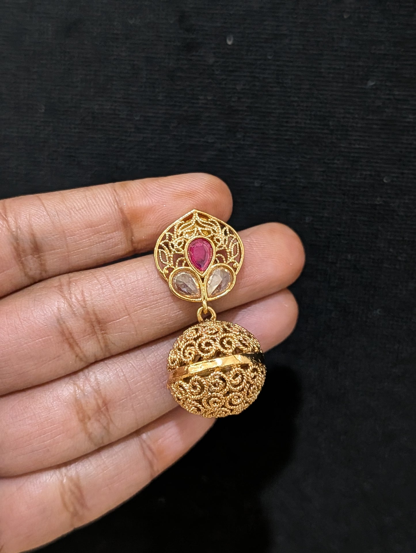 Teardrop Ball Polki Earrings