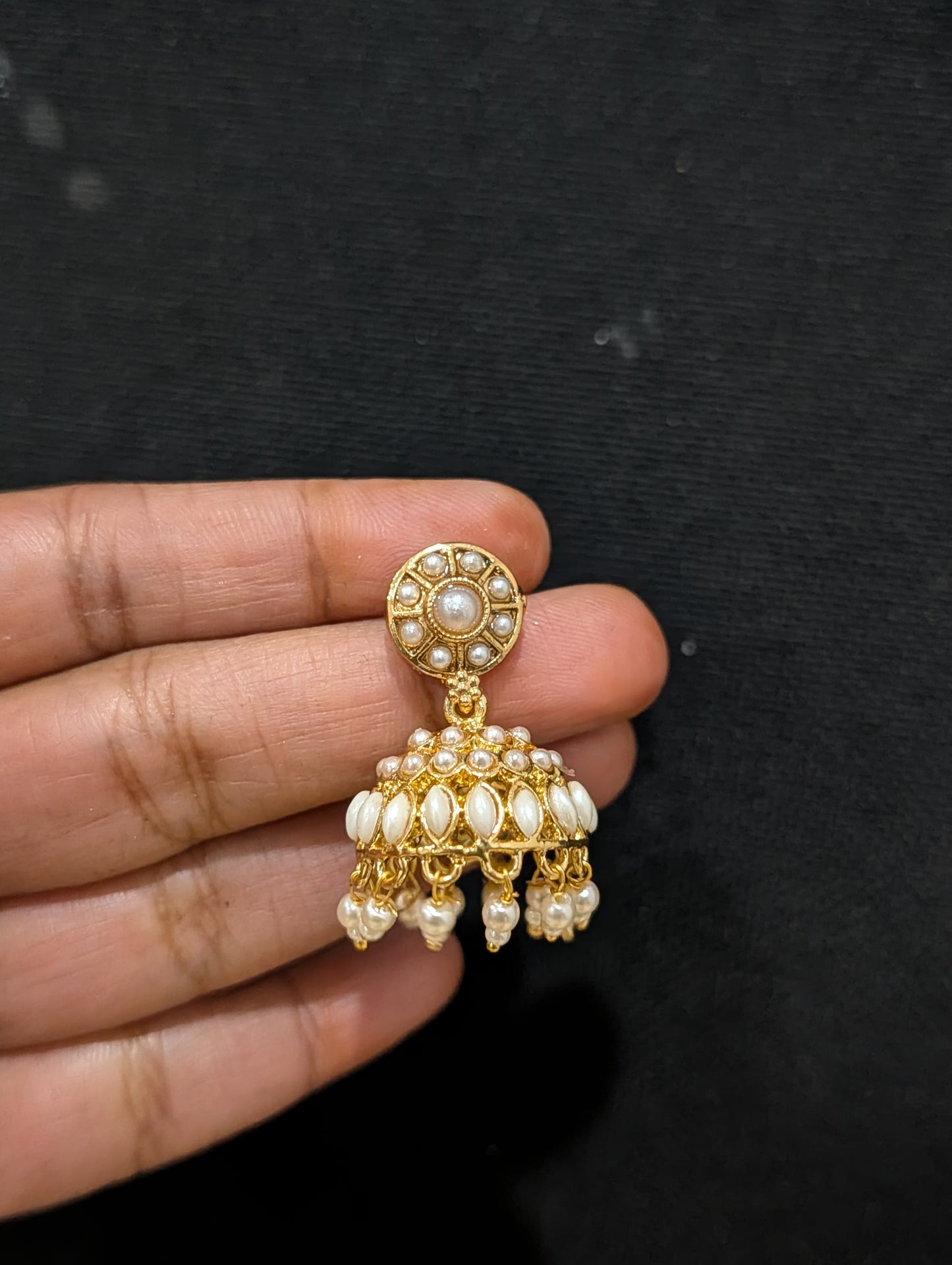 Gold plated Pearl Jhumka Earrings