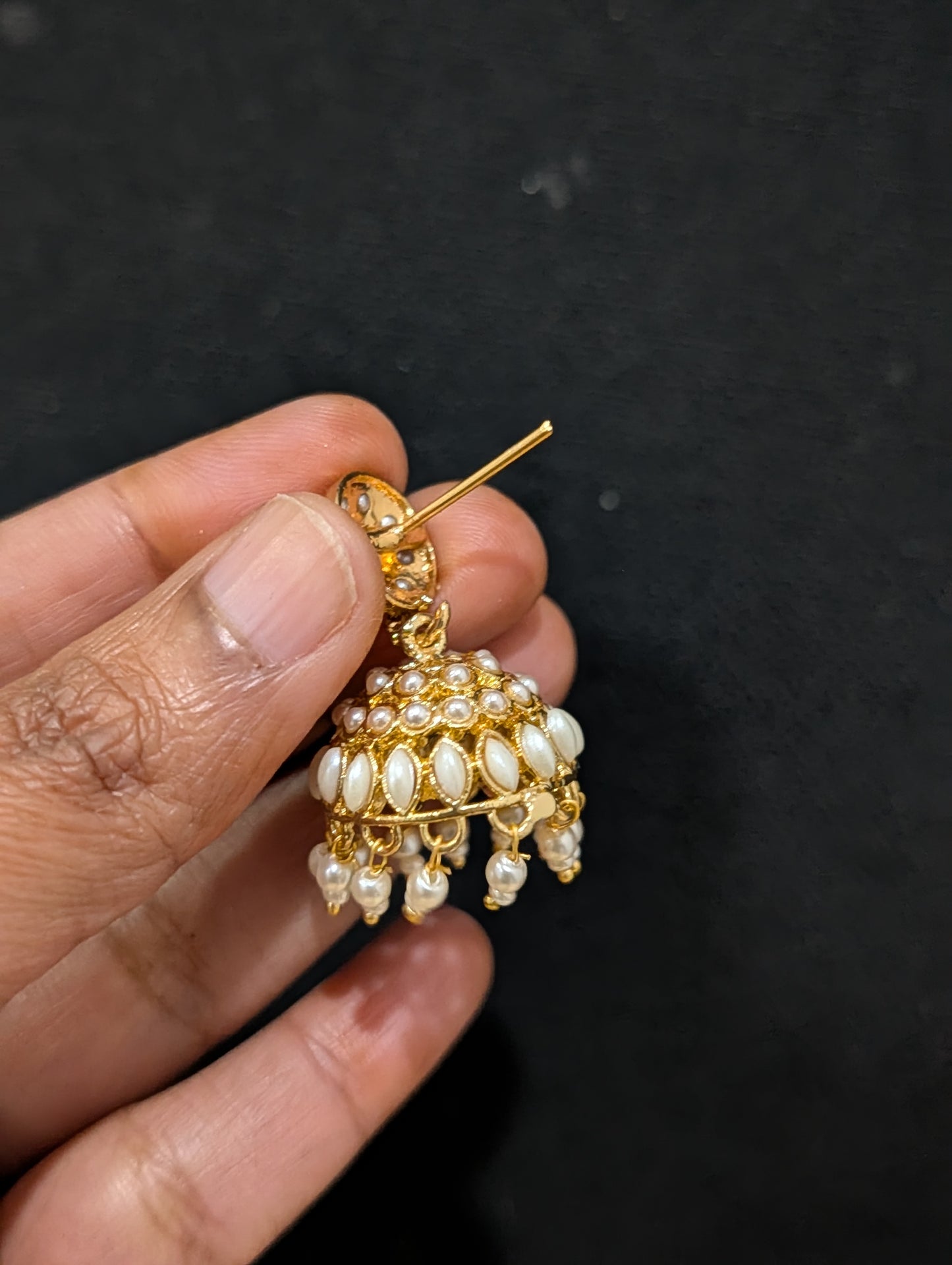 Gold plated Pearl Jhumka Earrings
