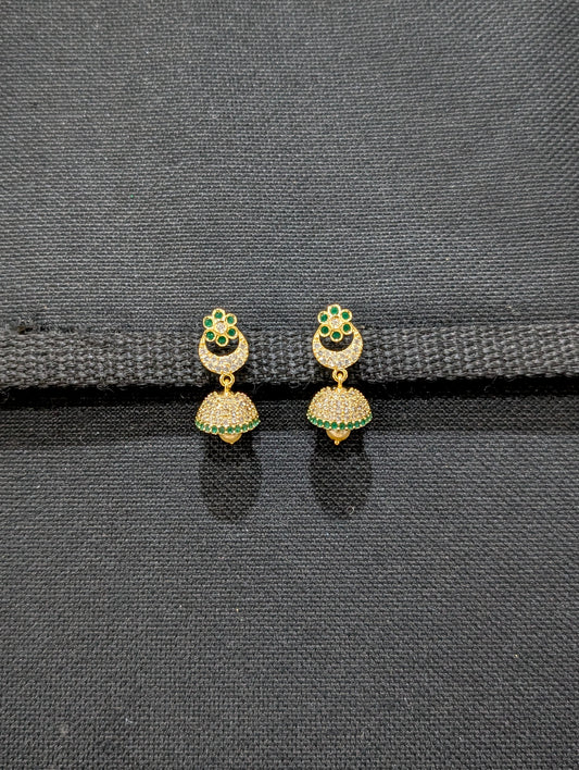 Small CZ Jhumka Earrings - Chandbali design