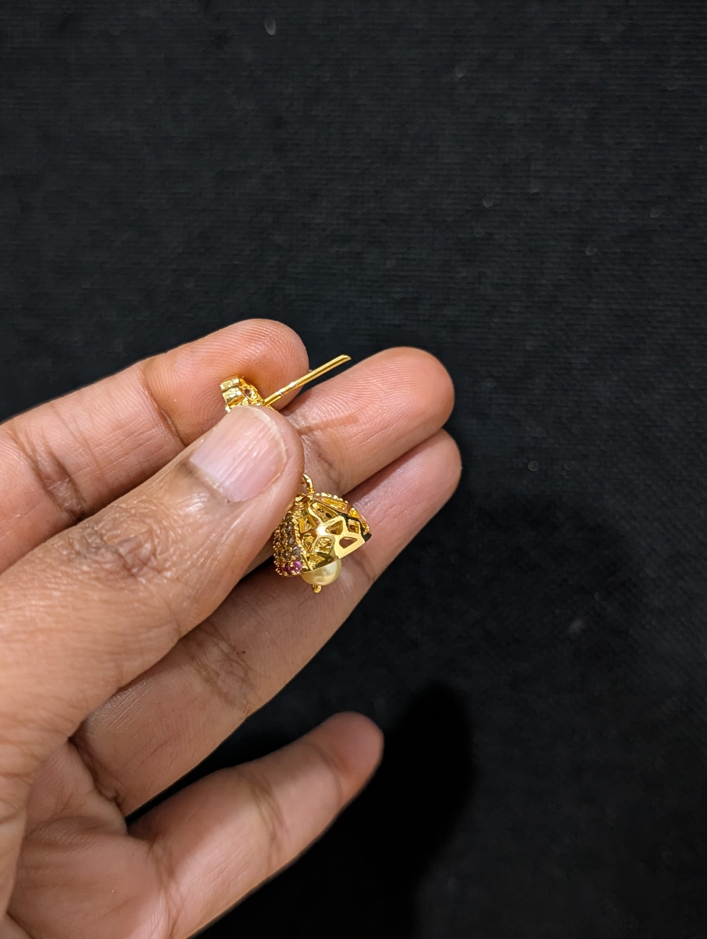 Small CZ Jhumka Earrings - Chandbali design