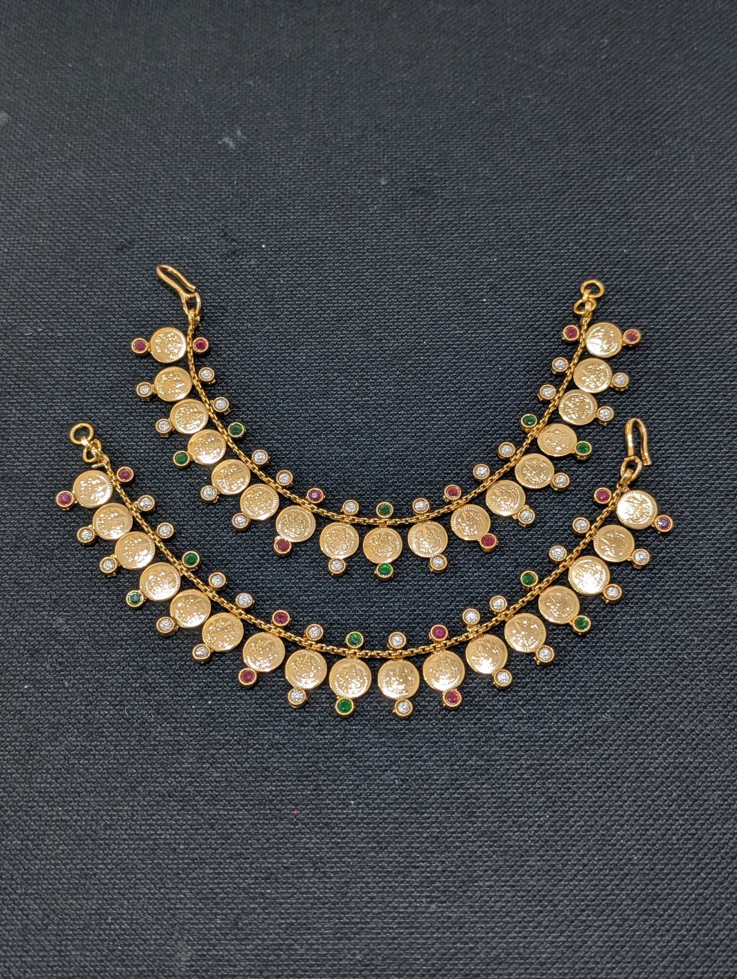 Goddess Lakshmi Coin Single layer Earrings chain / Maatal / Kaan Chain