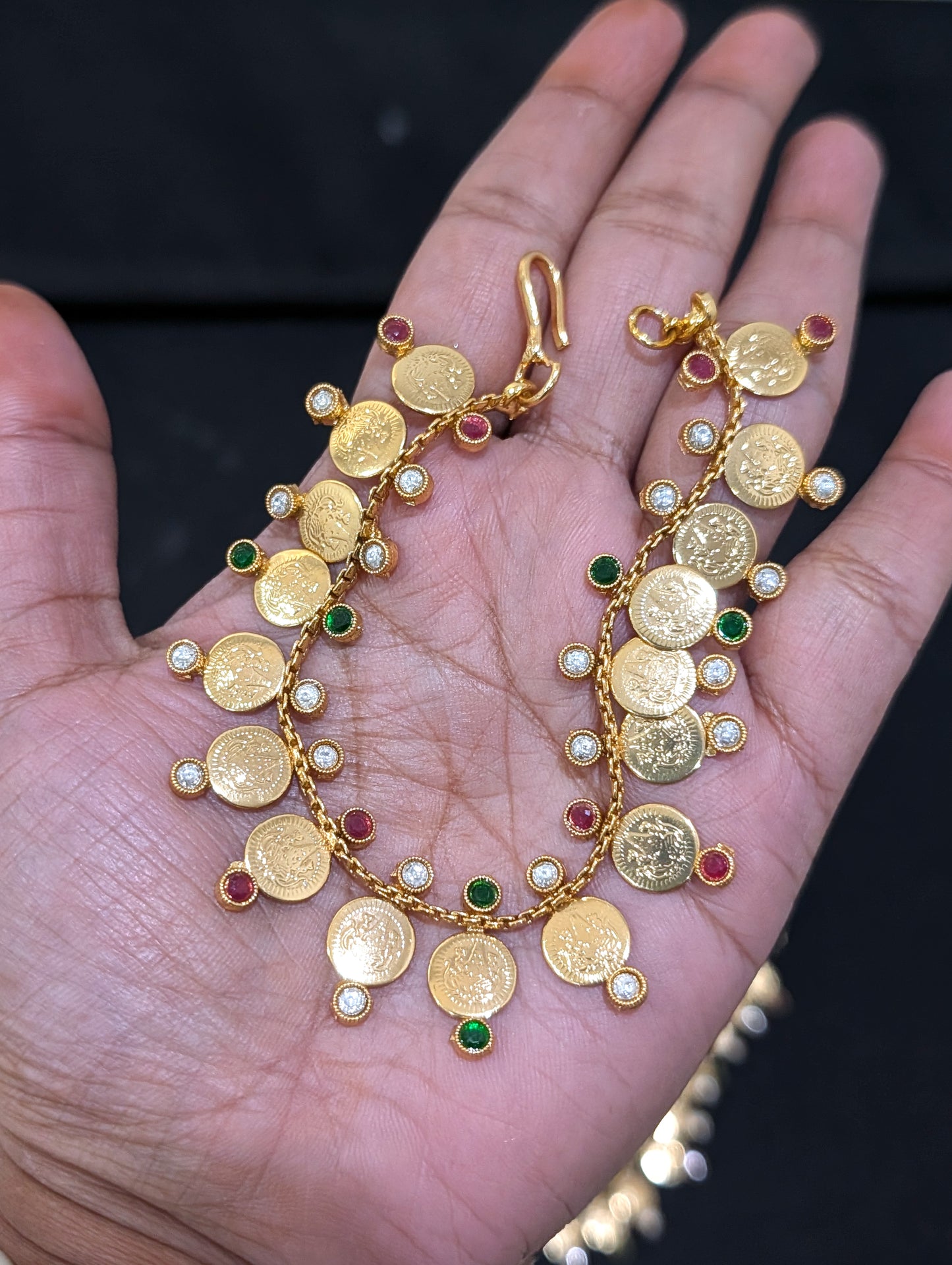 Goddess Lakshmi Coin Single layer Earrings chain / Maatal / Kaan Chain