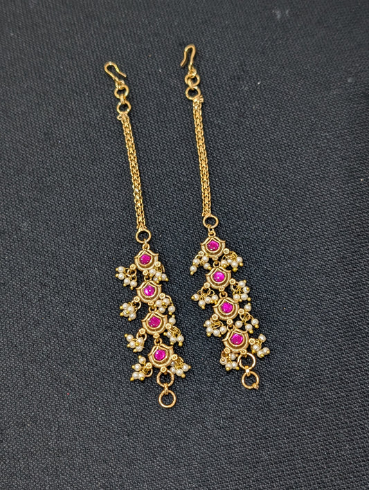 Jadau Kundan Earrings chain / Maatal / Kaan Chain