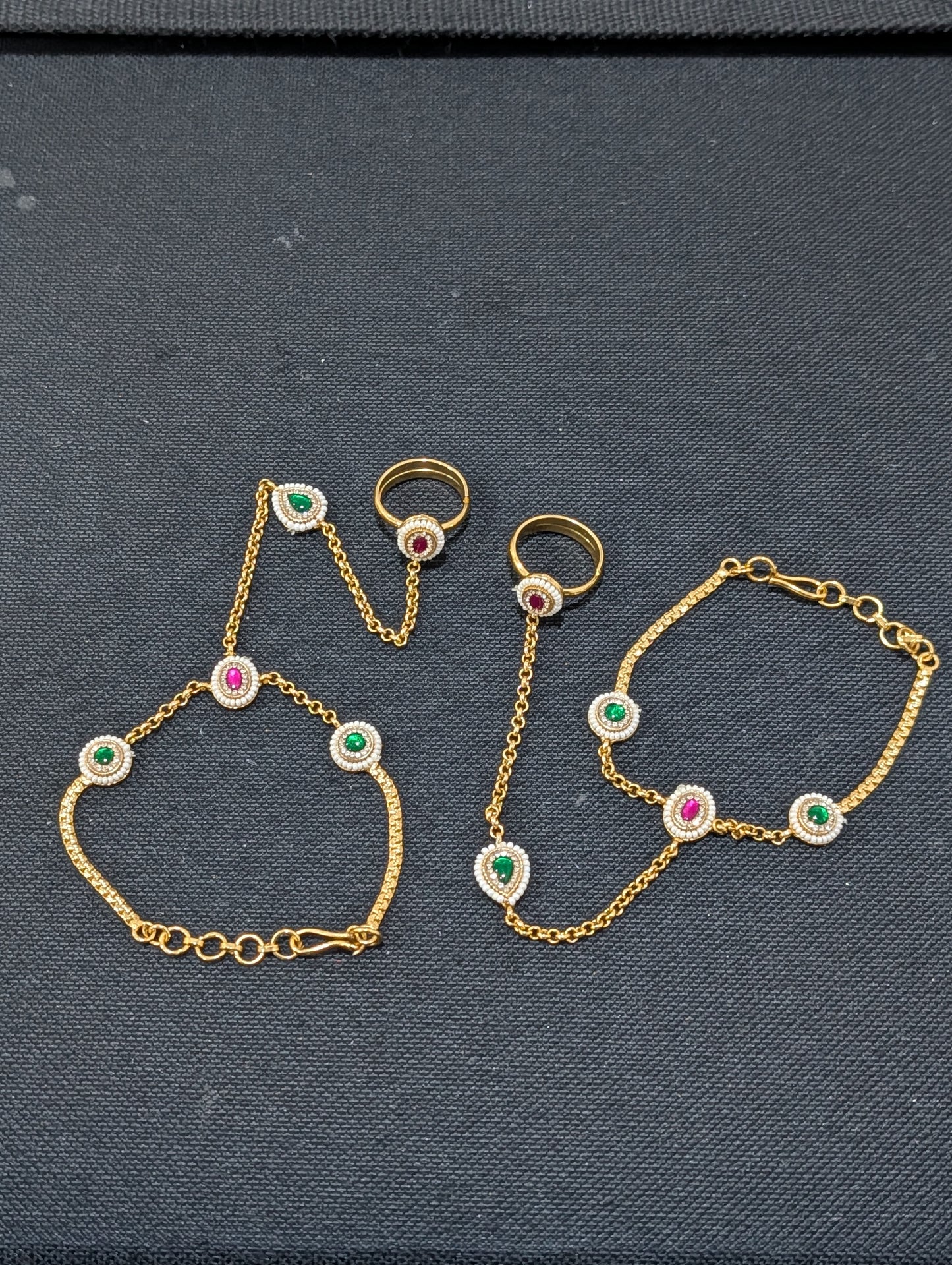 Jadau Kundan Haath Phool / Bracelet Ring Combo / Ring Chain Bracelet