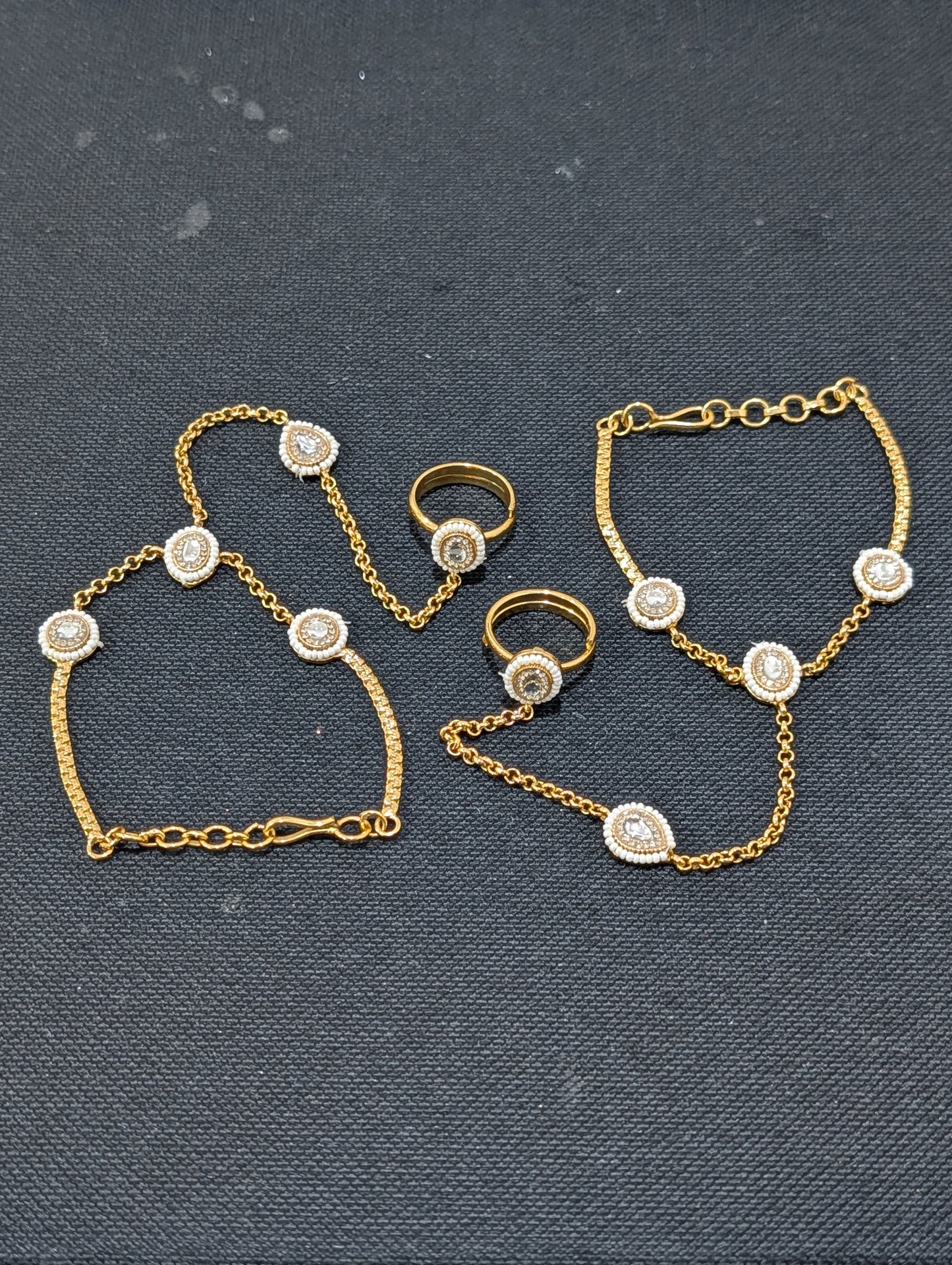 Jadau Kundan Haath Phool / Bracelet Ring Combo / Ring Chain Bracelet