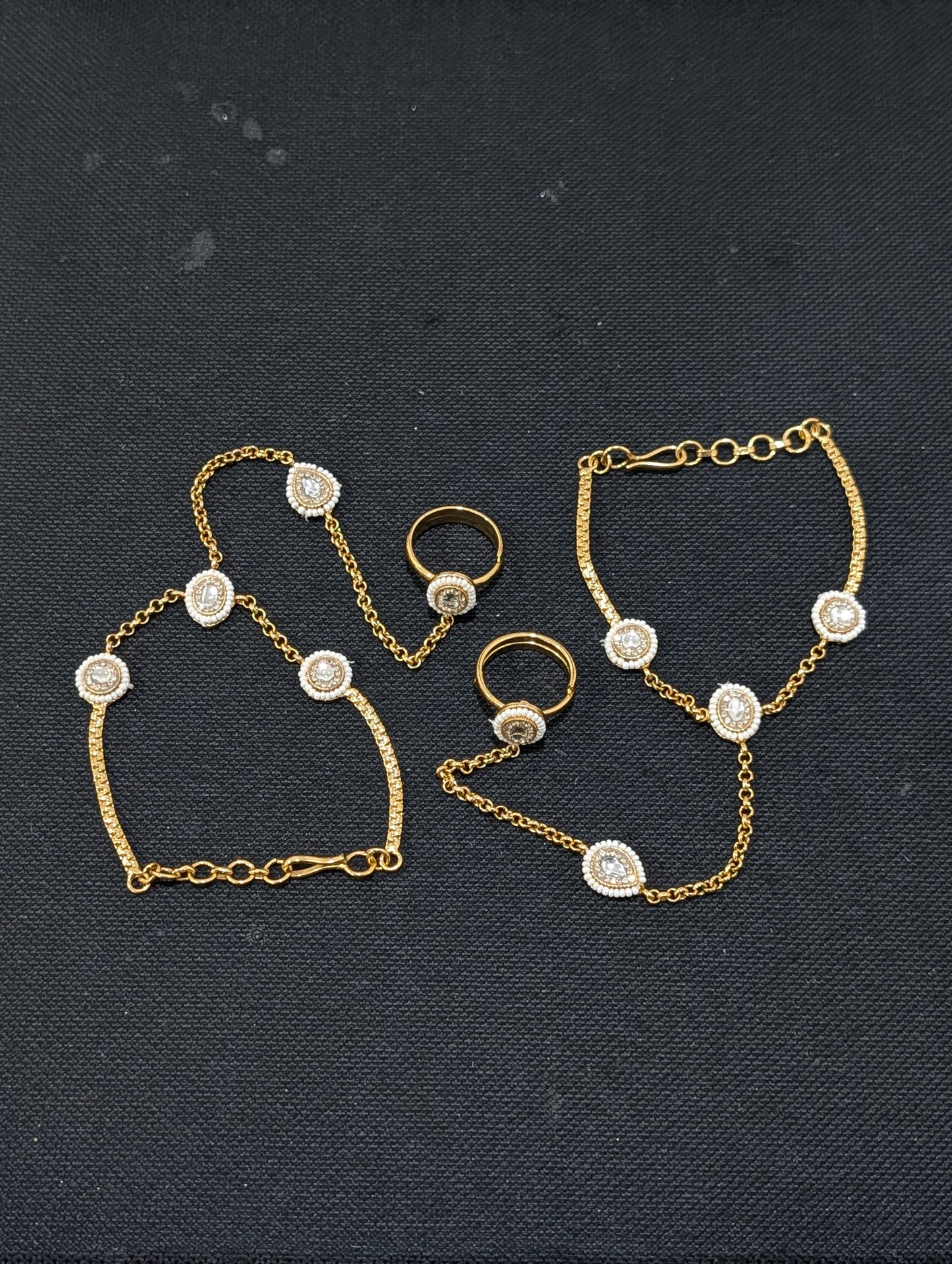 Jadau Kundan Haath Phool / Bracelet Ring Combo / Ring Chain Bracelet