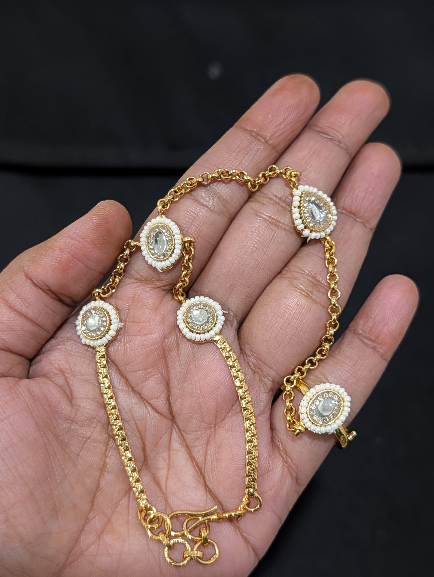 Jadau Kundan Haath Phool / Bracelet Ring Combo / Ring Chain Bracelet