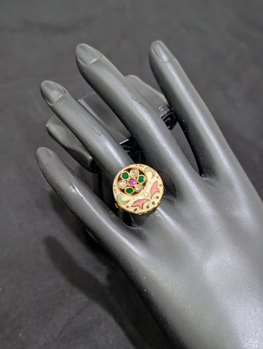 Enamel Kundan stone adjustable Finger rings