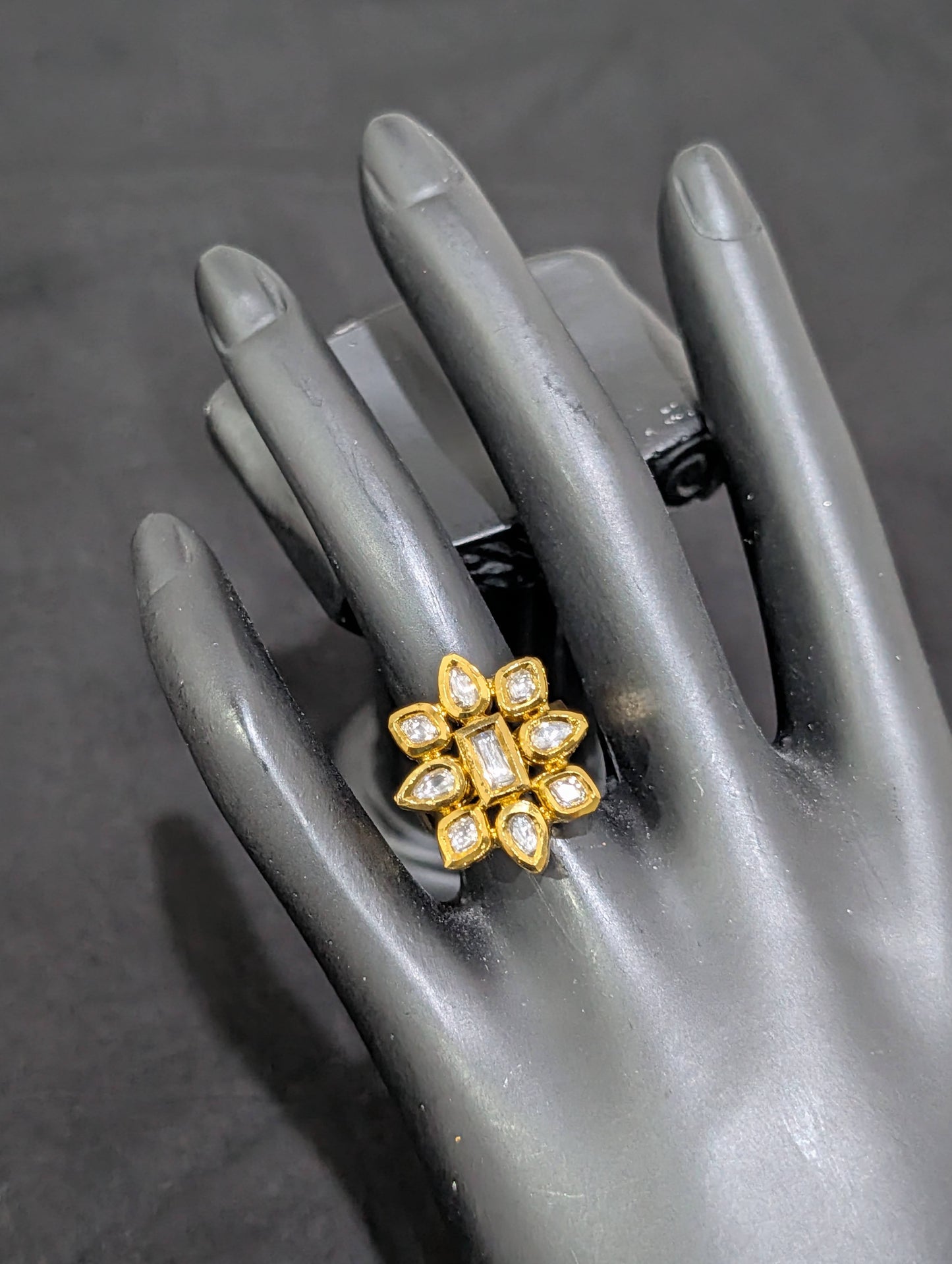 Flower Kundan stone adjustable Finger rings