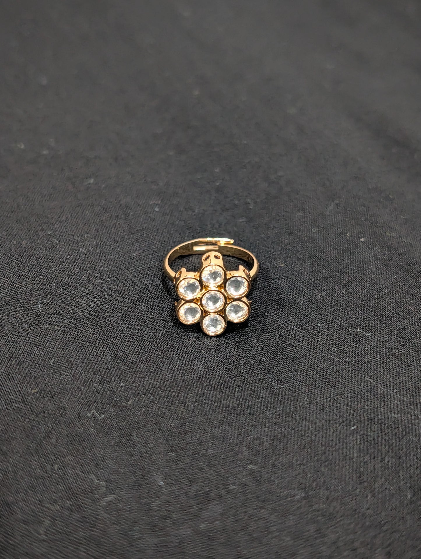 Flower Kundan Light Rose gold adjustable Finger rings