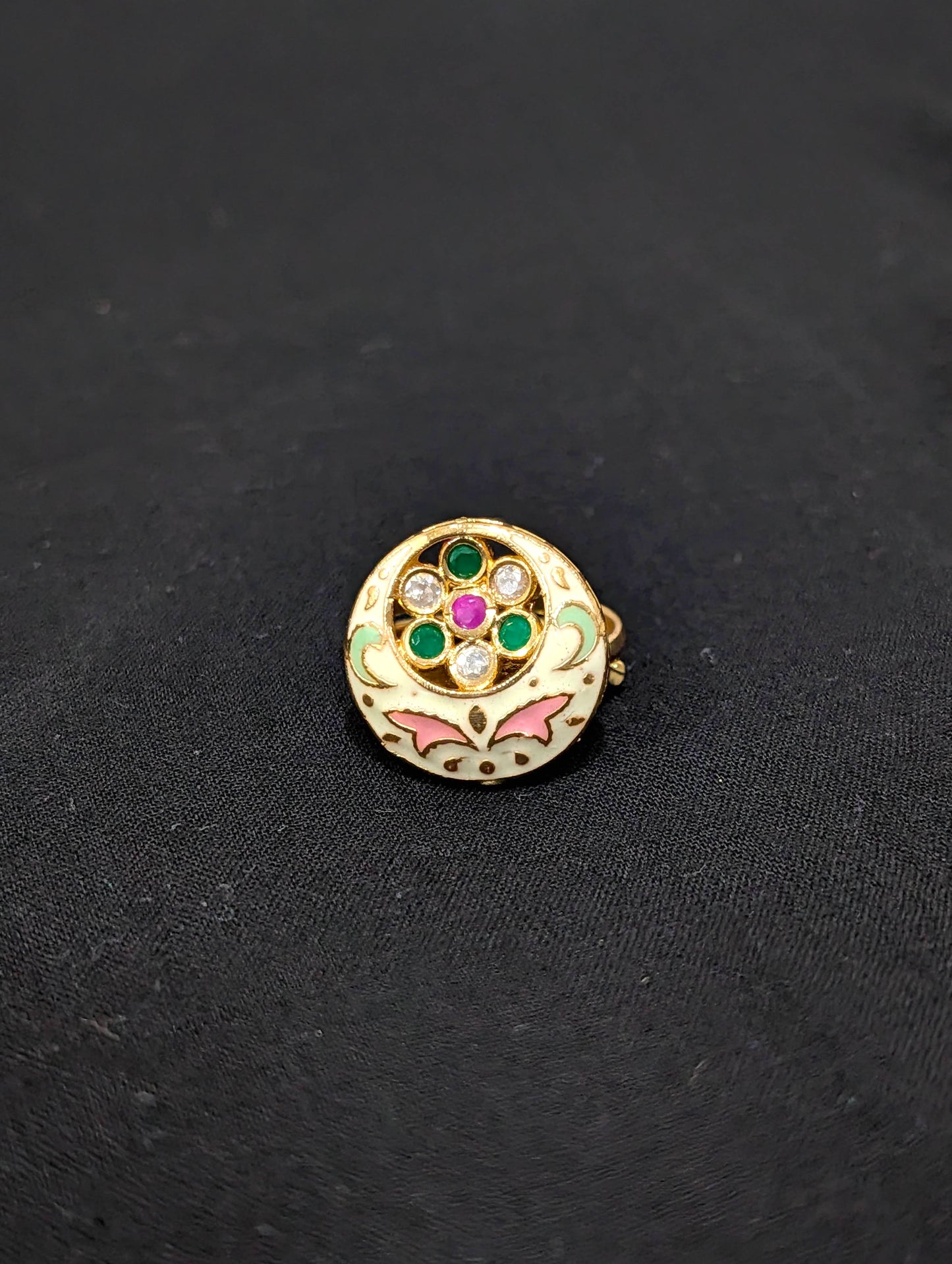 Enamel Kundan stone adjustable Finger rings